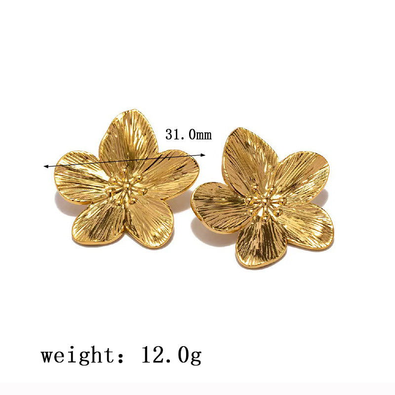 Five-petal stamens earrings gold