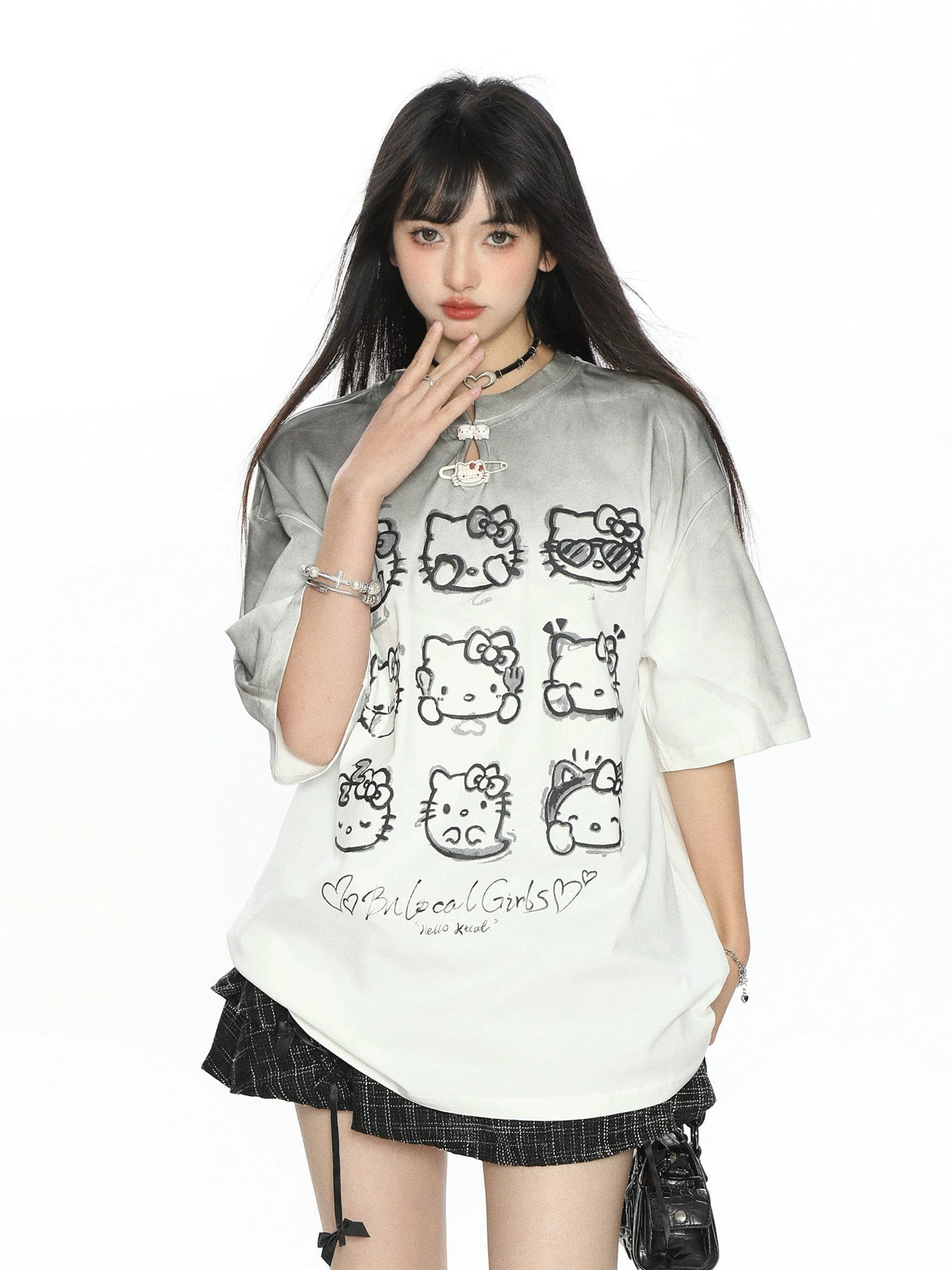 Gradient Hello Kitty Kurzarm-T-Shirt