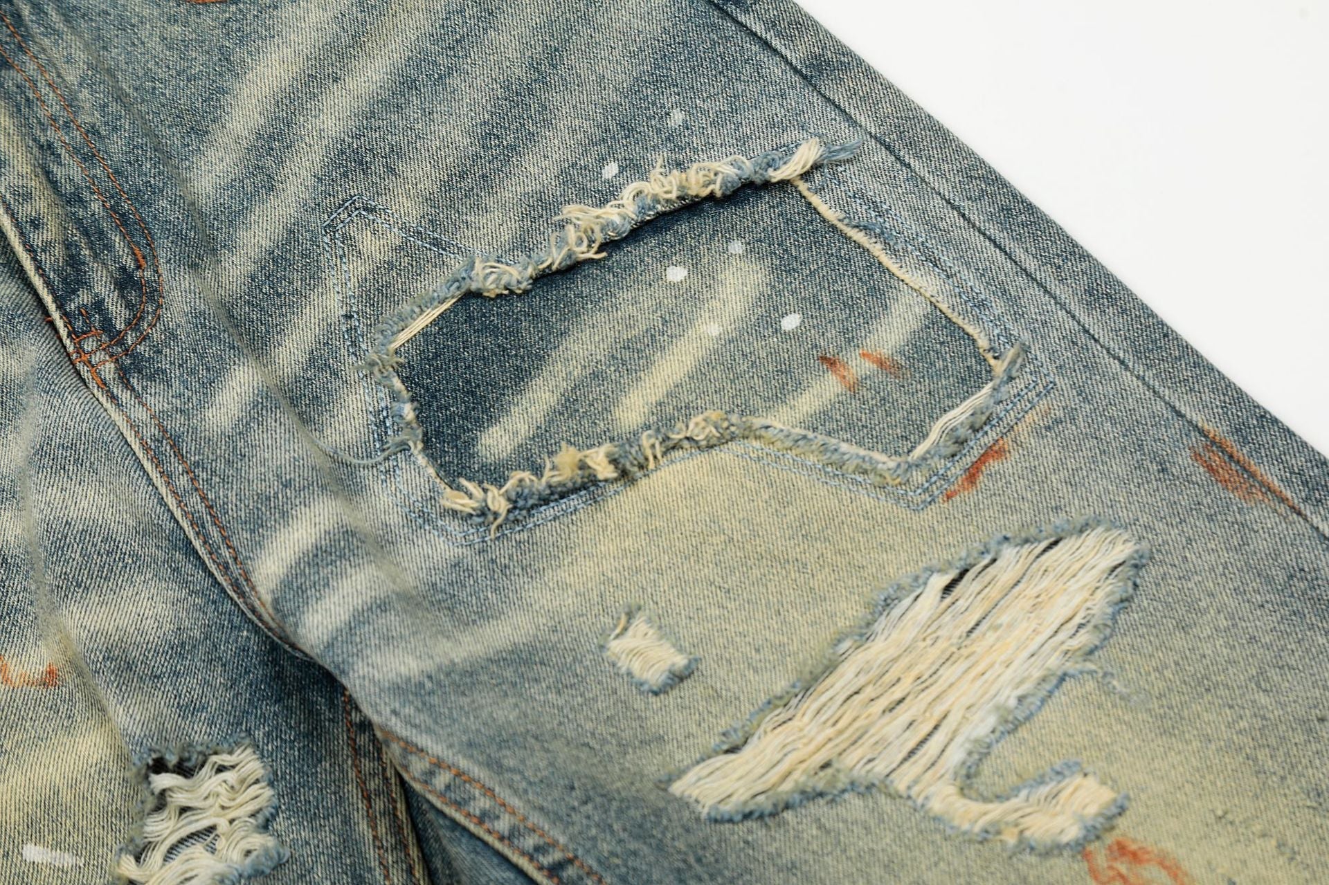 Dirty Washed Damage Flare Denim Jeans