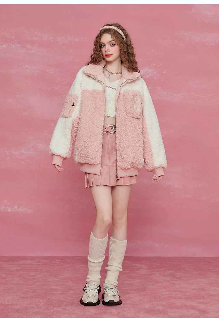 Colorblock High-Neck Puffer Jacket