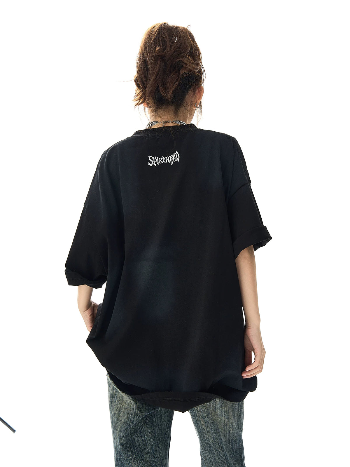 Washed Embroidery Short Sleeved T-Shirt