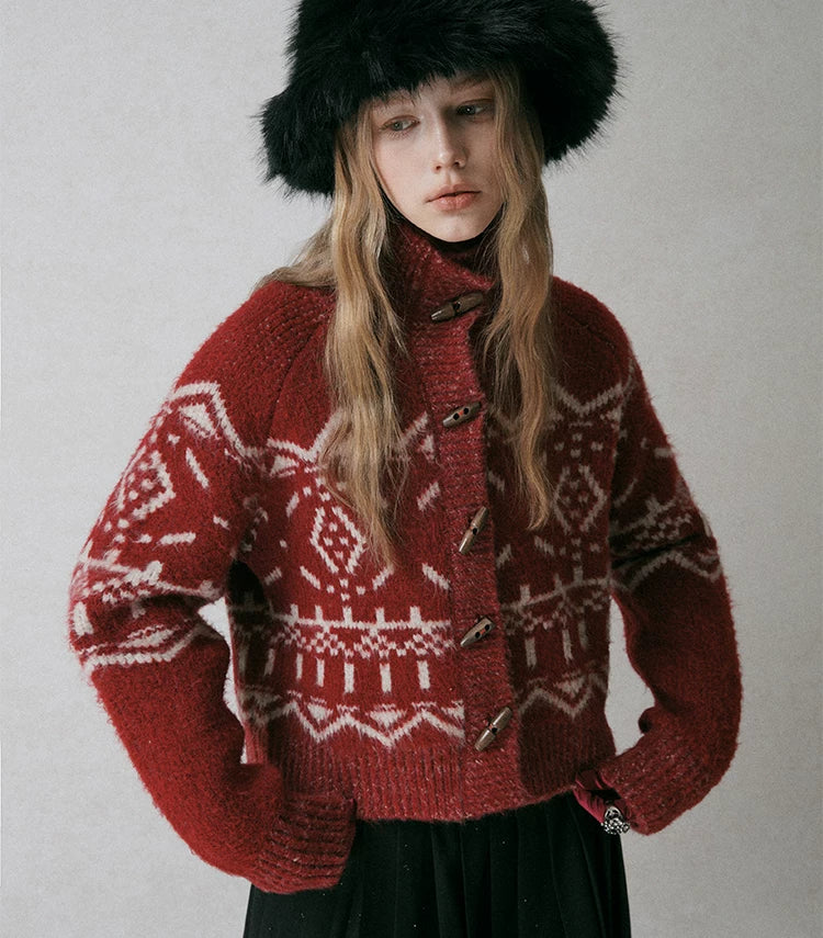Fair Isle Jacquard Knit Cardigan