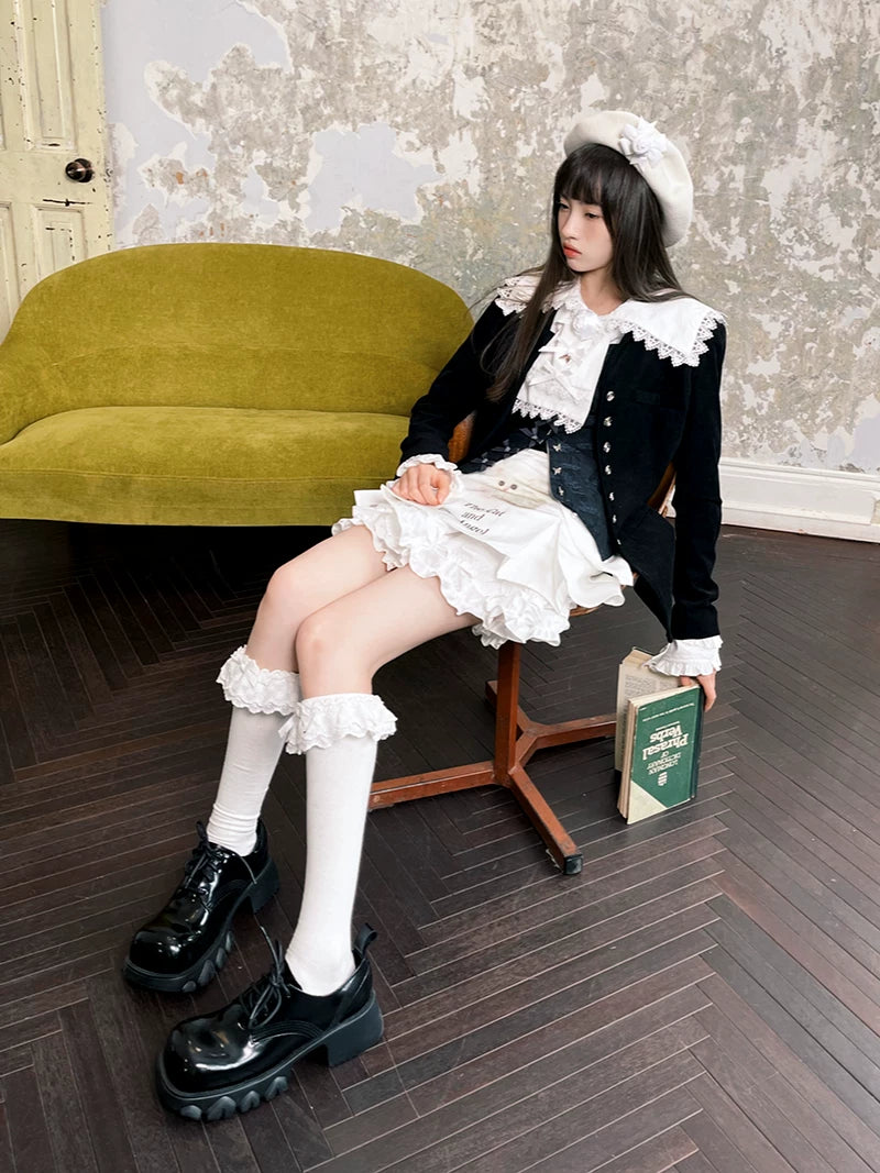Rose Jacquard Sailor Collar Jacket