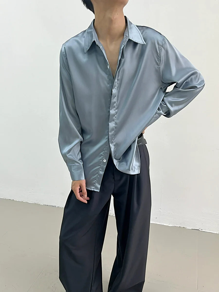 Satin-Touch Long Sleeve Shirt