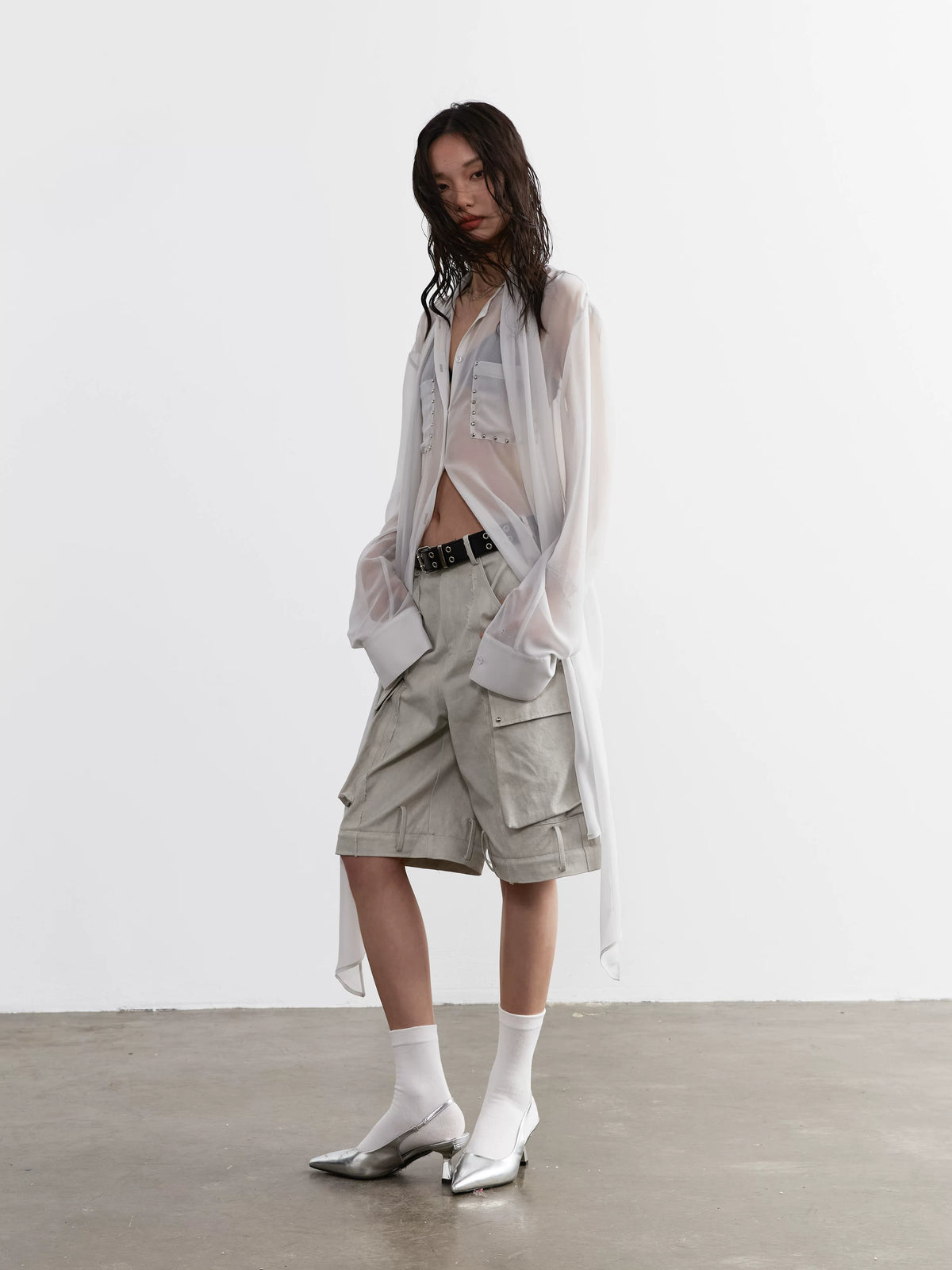 See-Through Long Blouse With Long Strap