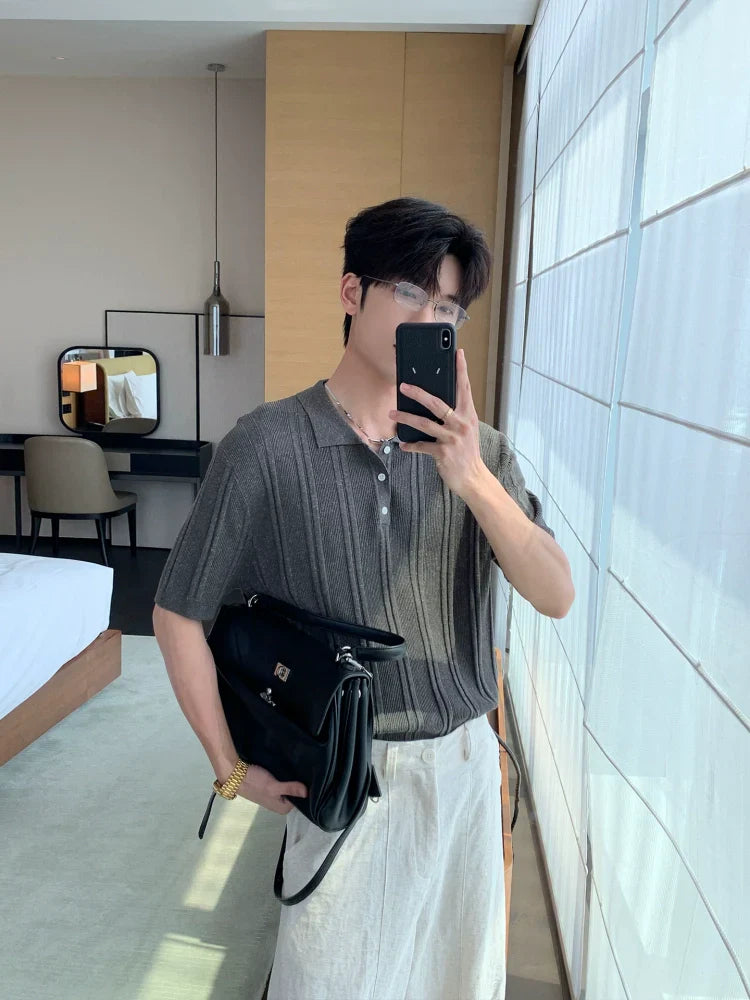 Lyocel Knit Short Sleeve Polo Shirt