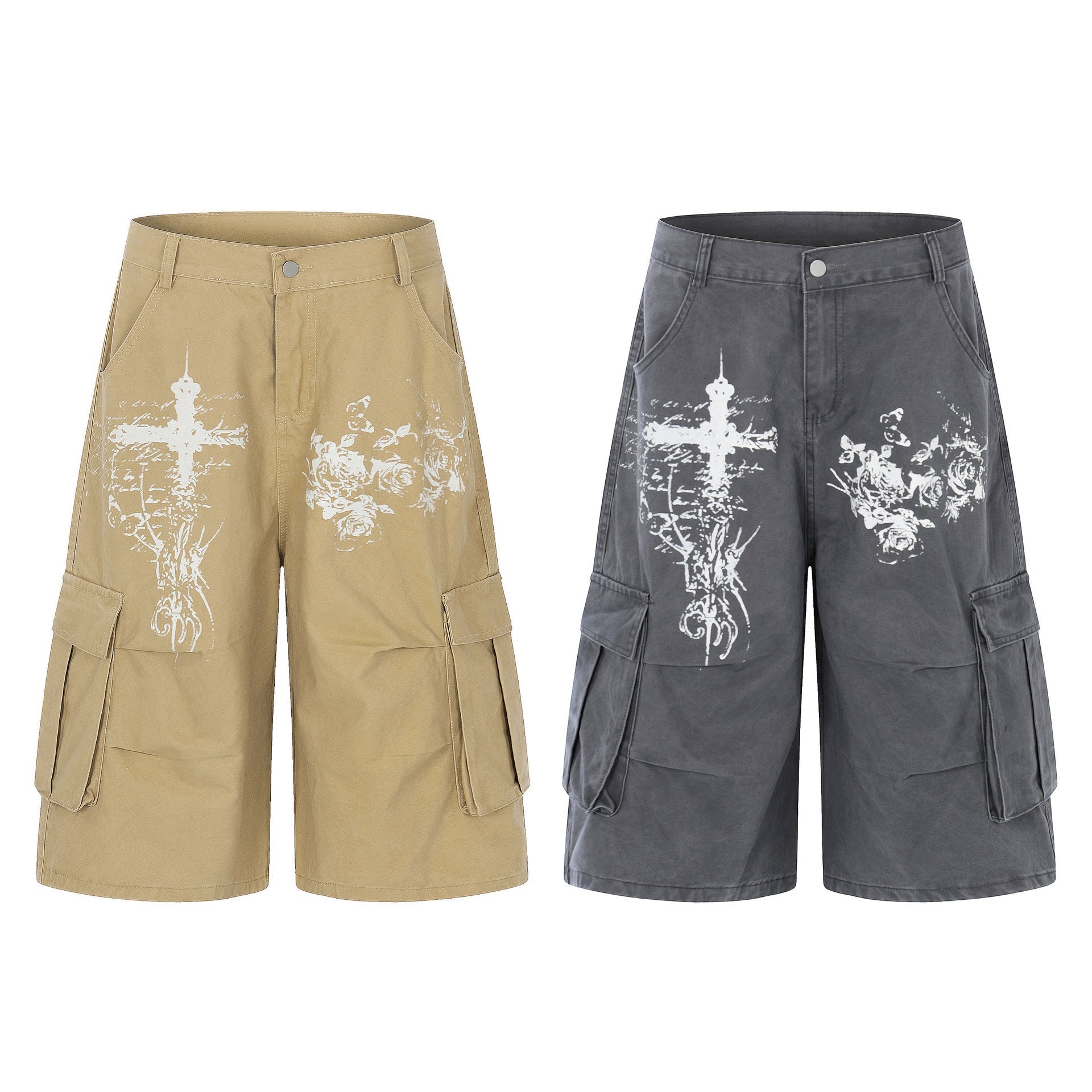 Washed Wide Leg Cargo Jort