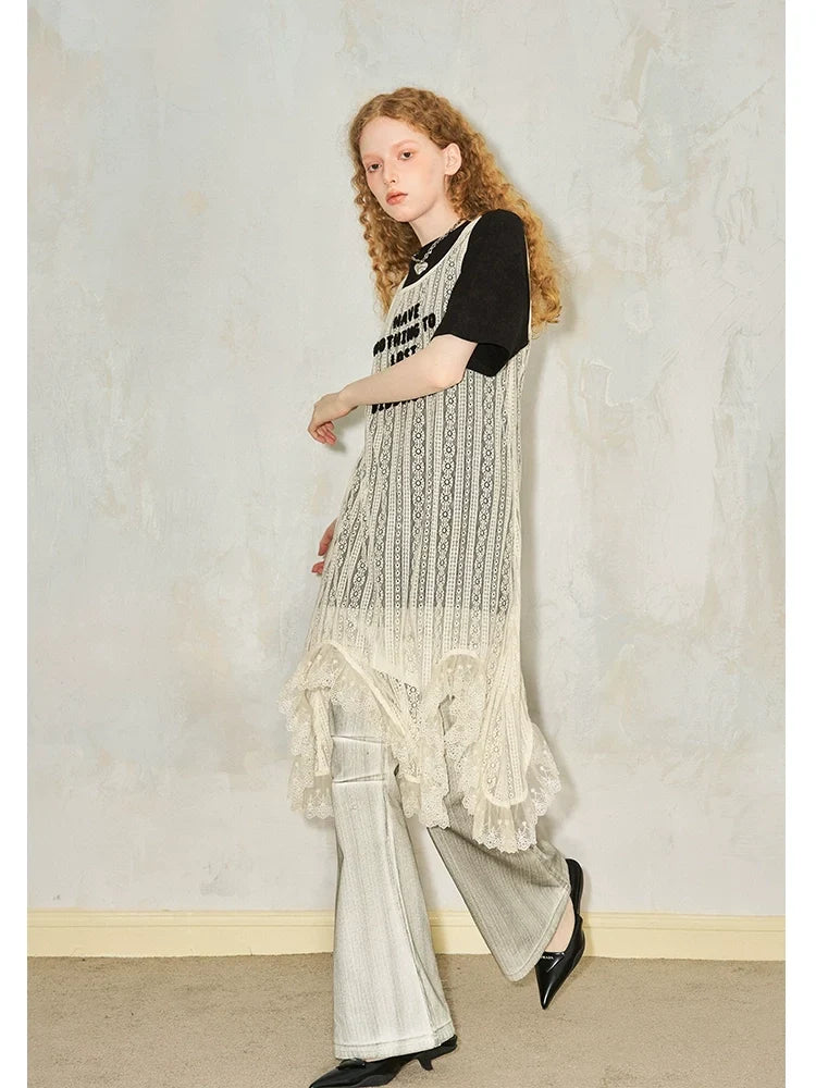 Embroidery Hollow Lace Tank Top Dress