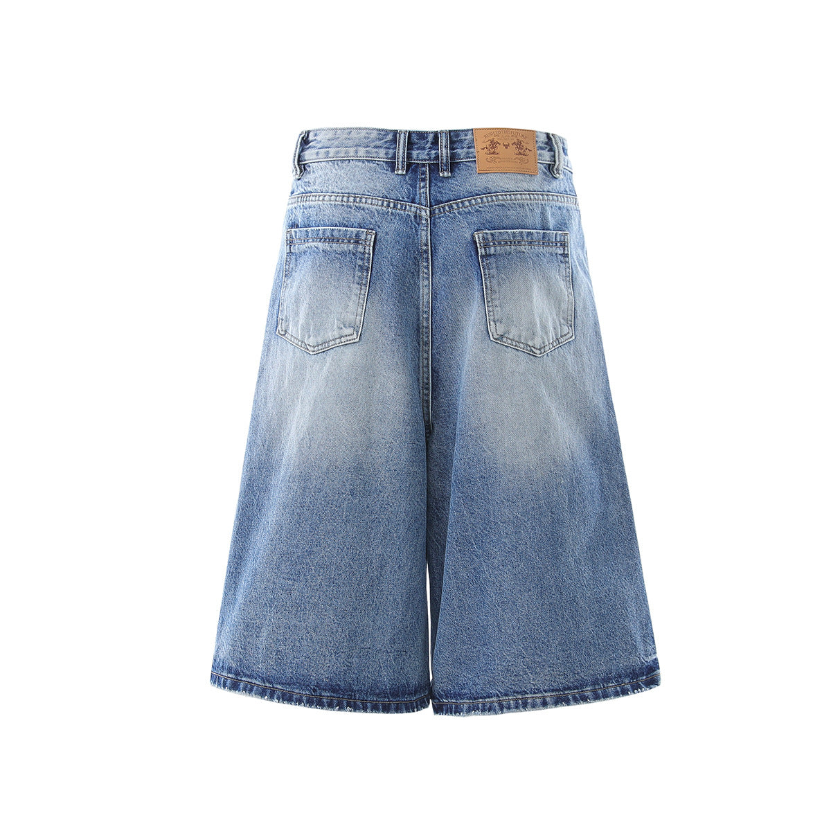 Washed Whisker Wide Leg Curved Jort