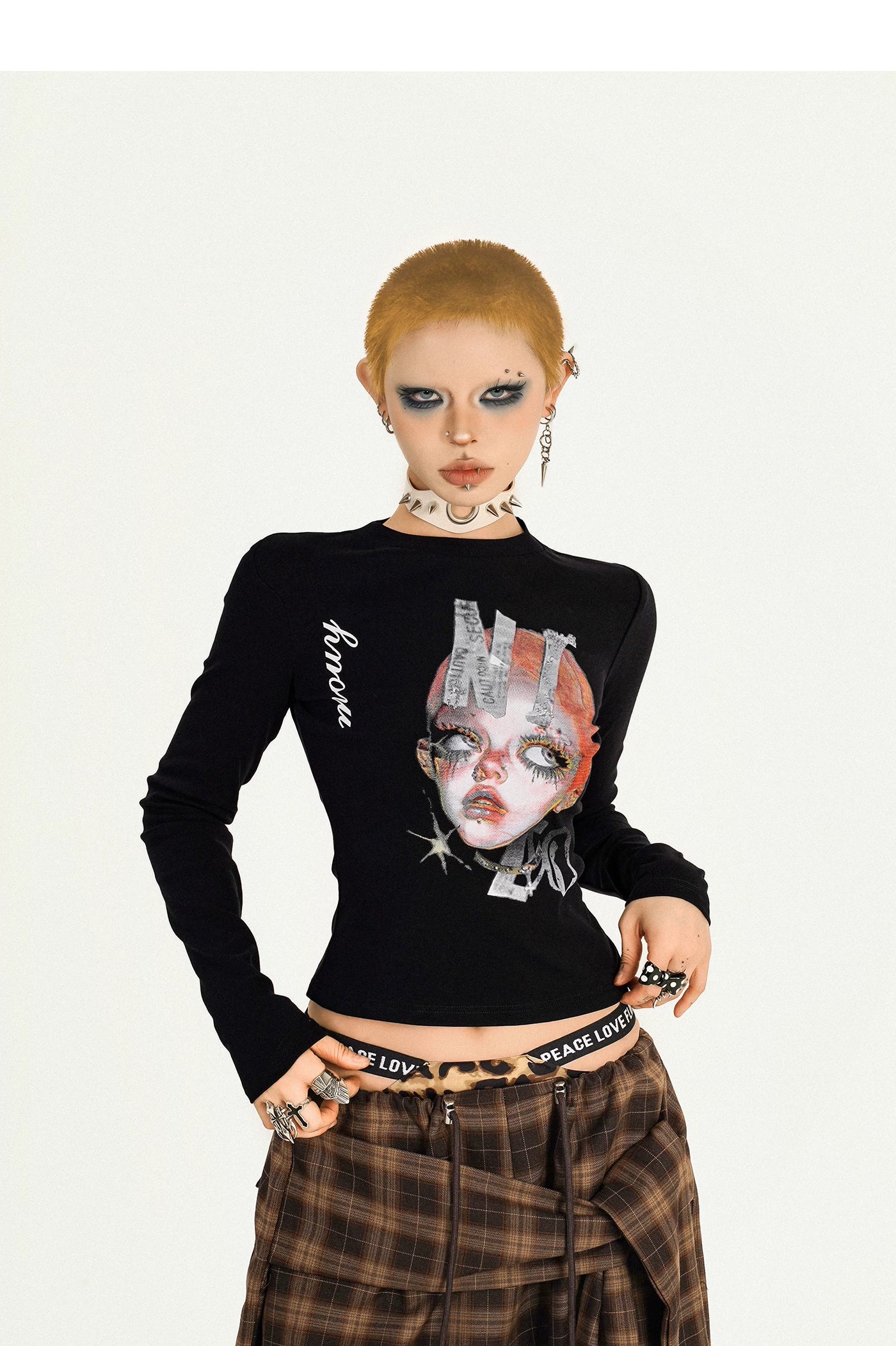 Portrait Print Fitted Short Sleeve T-Shirt