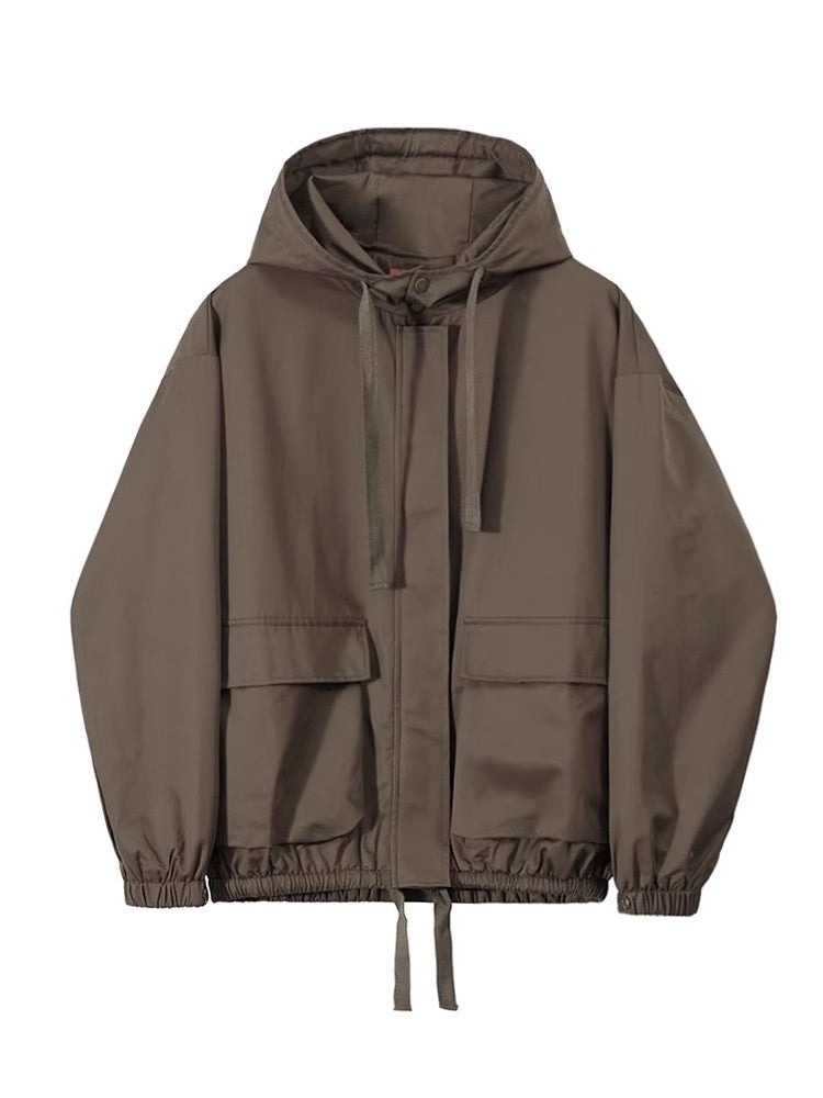 Standing Collar Outdoor Hooded Jacket