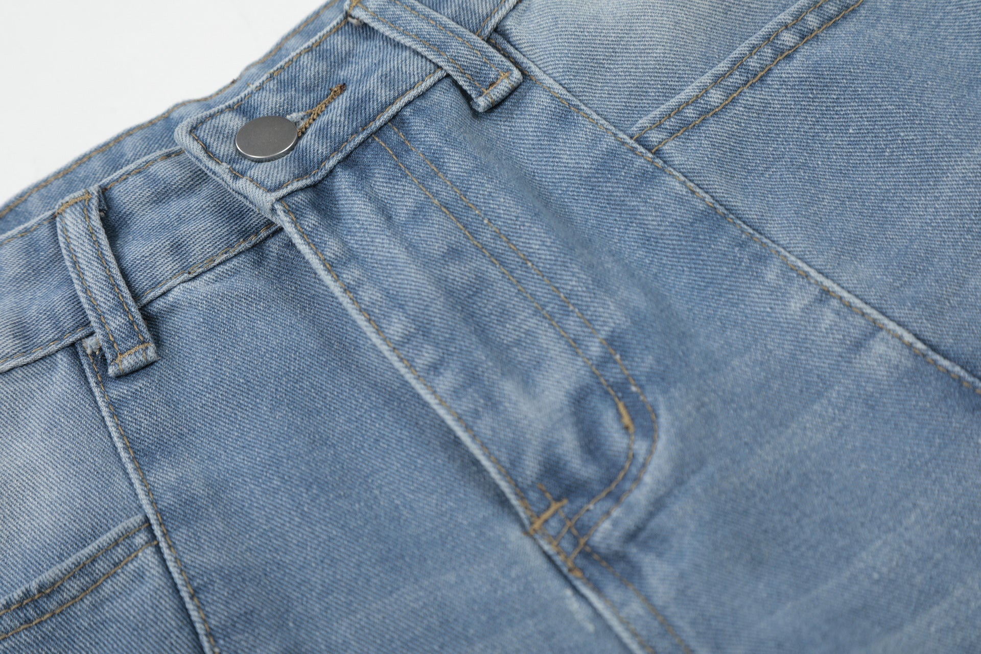 Washed Letter Print Wide Leg Denim Jeans