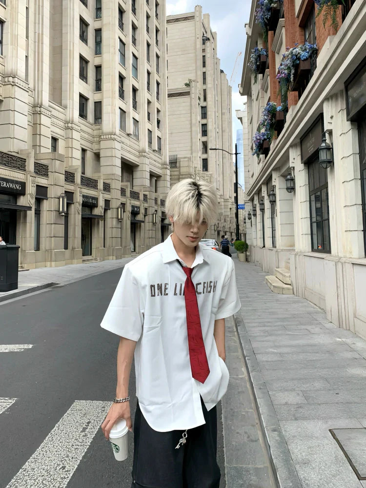 Letter Print Design Short Sleeve Shirt