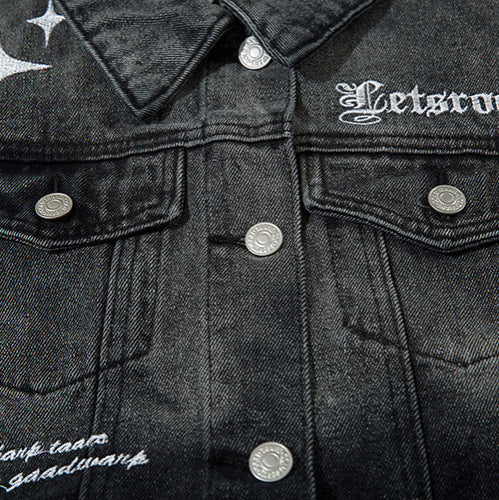 Stars Embroidered Denim Jacket