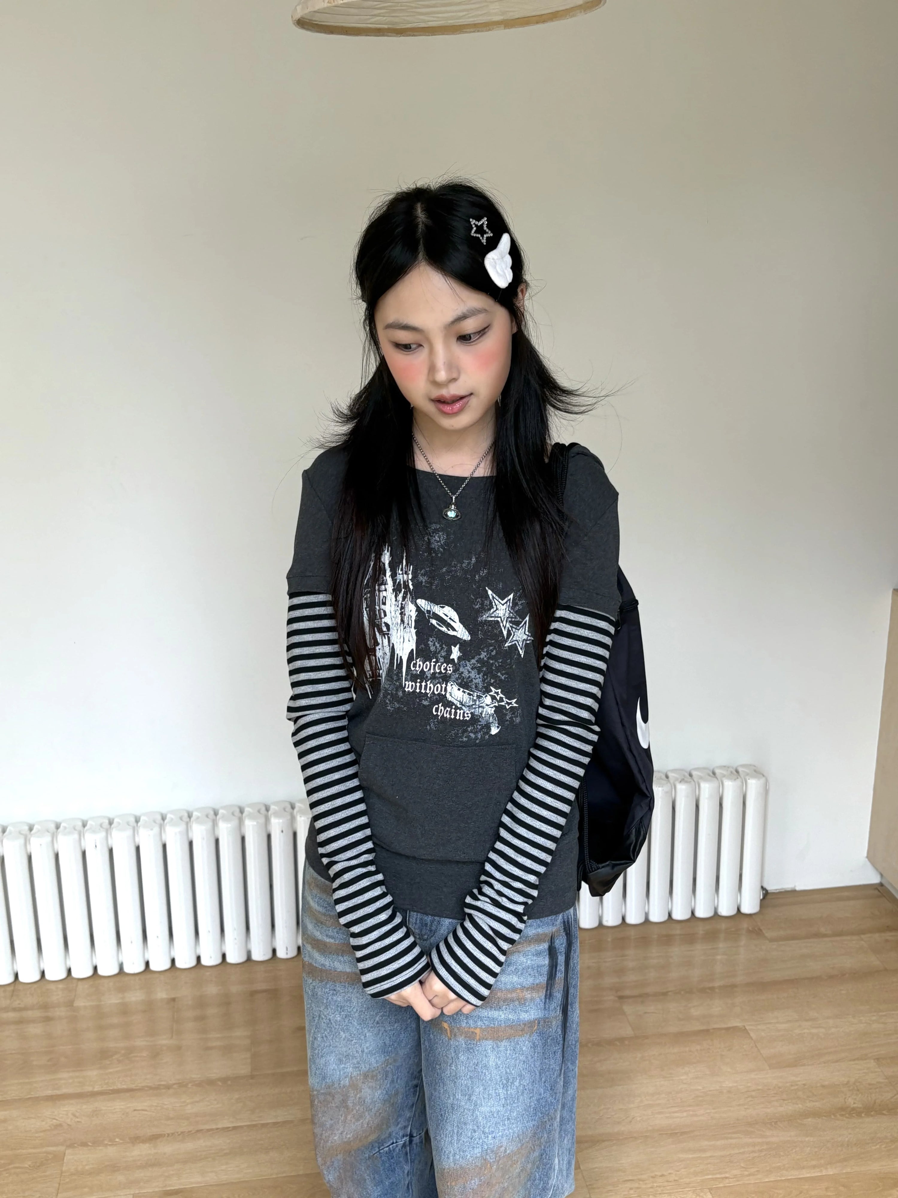 Stripe Patchwork Pullover Hoodie