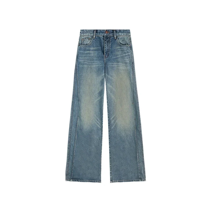 Washed Wide-Leg Buggy Denim Jeans
