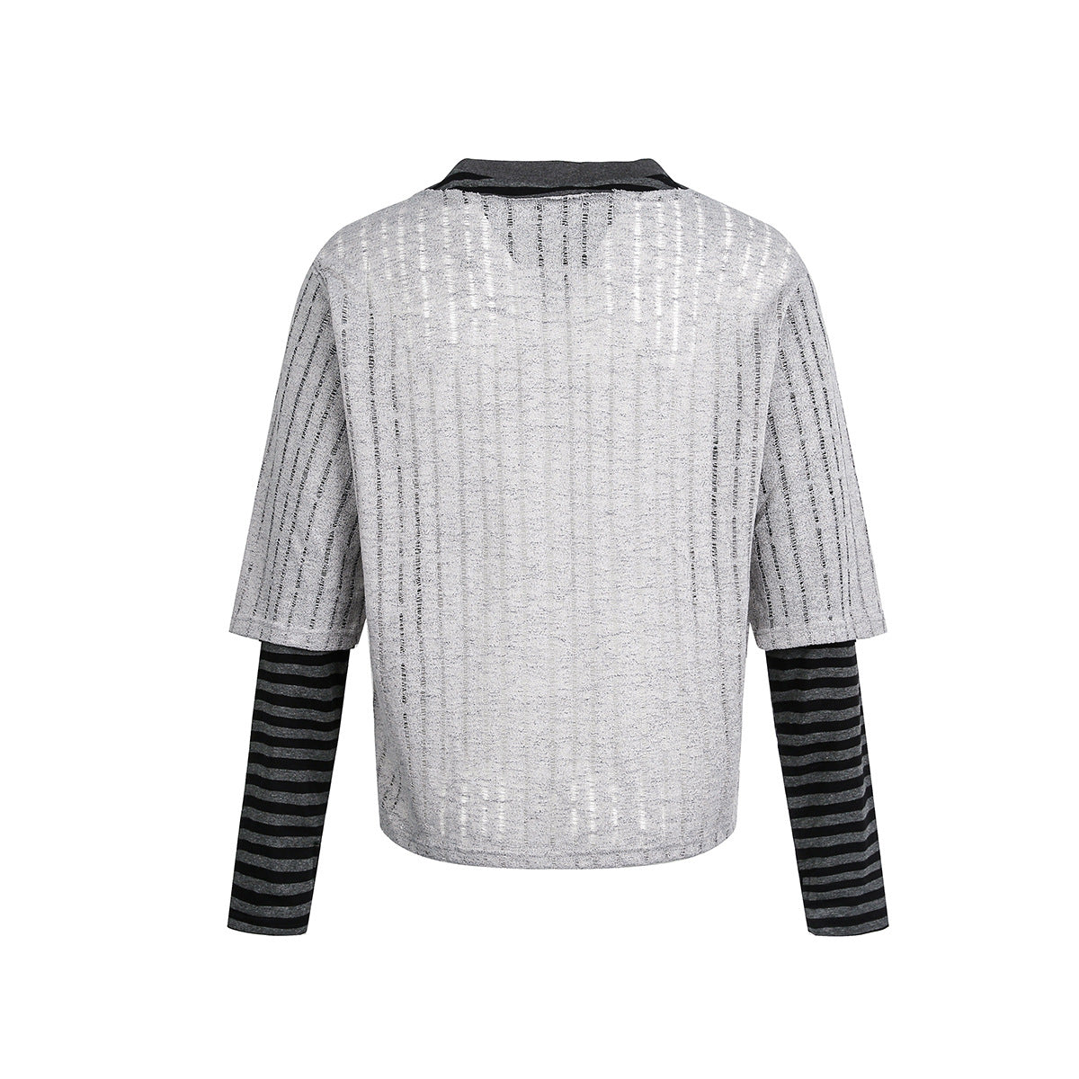 Stripe Fake Layered Graphic Long Sleeve T-Shirt