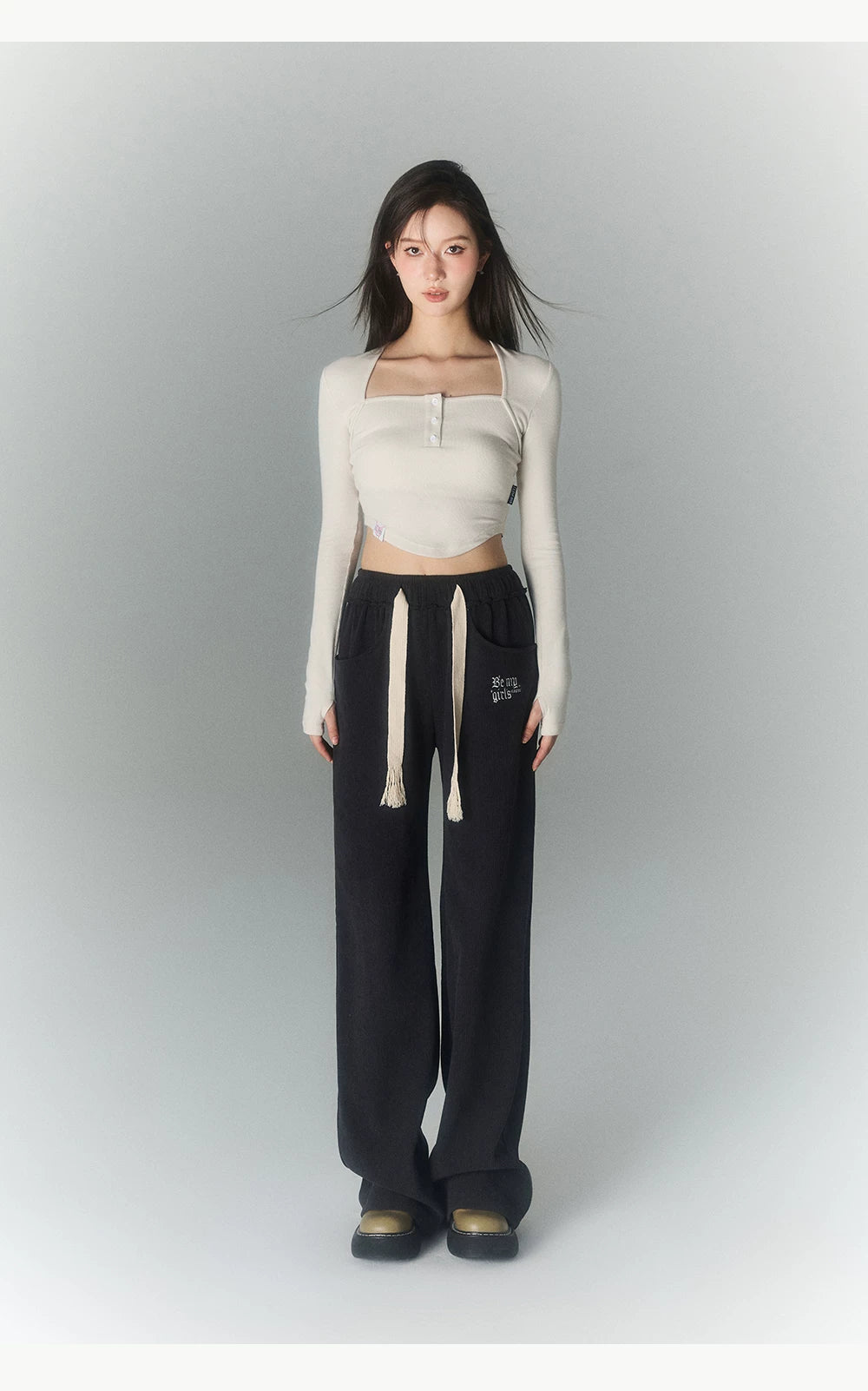 High Waist Sporty Straight Sweatpants