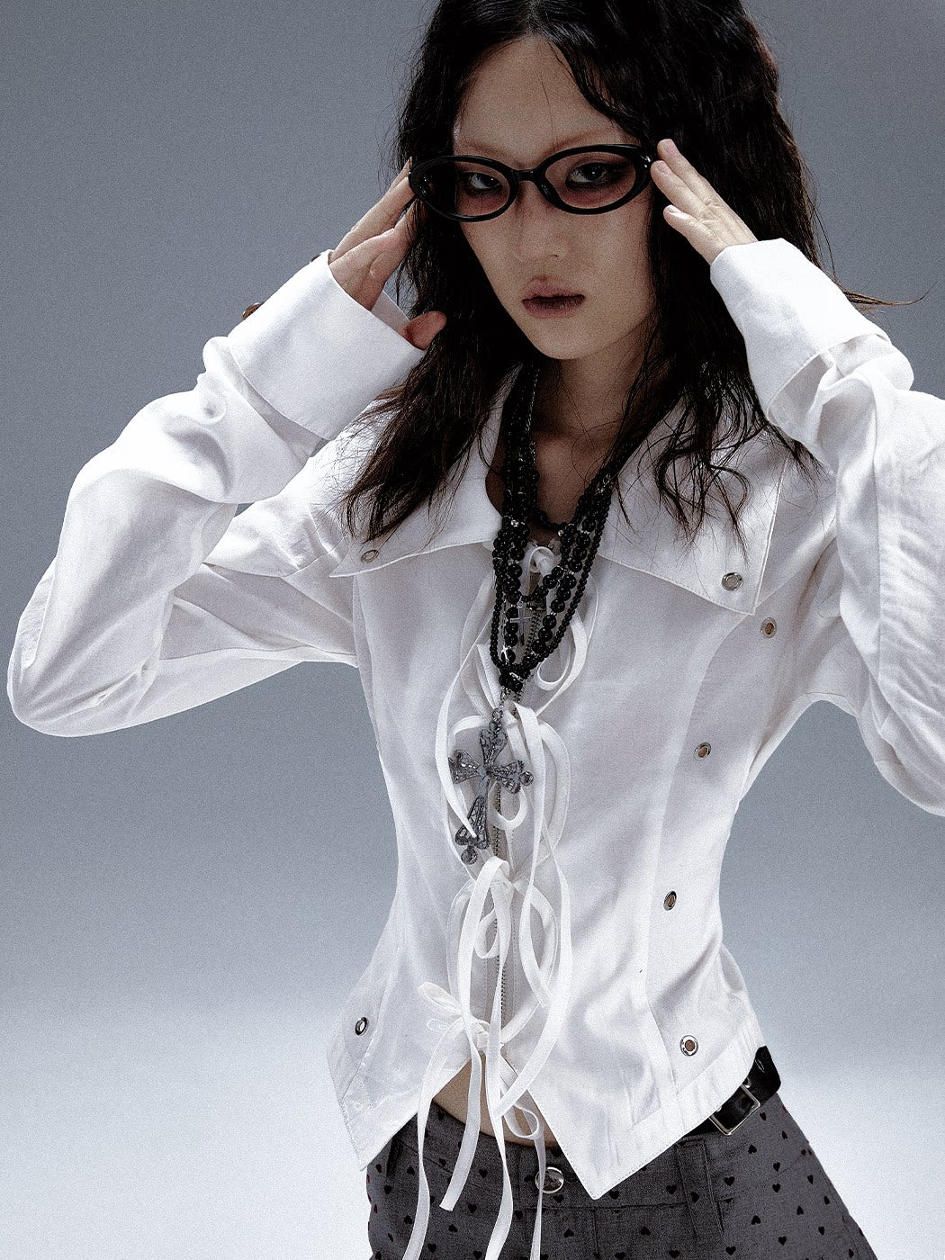 Cutout Tie-Waist Long Sleeve Shirt