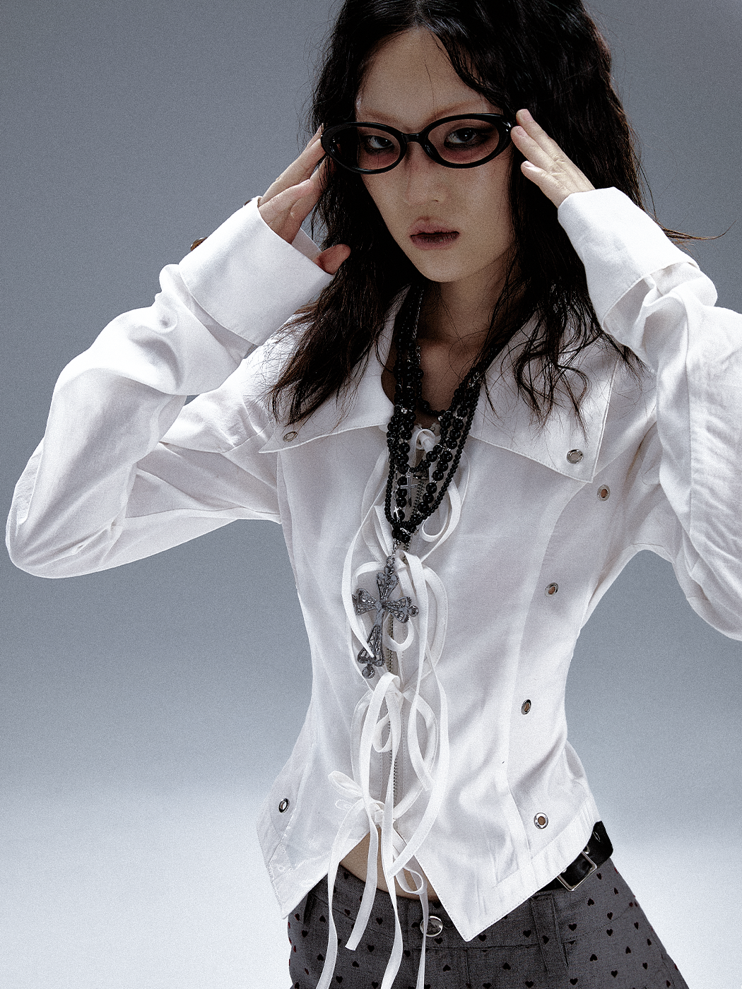 Cutout Tie-Waist Long Sleeve Shirt