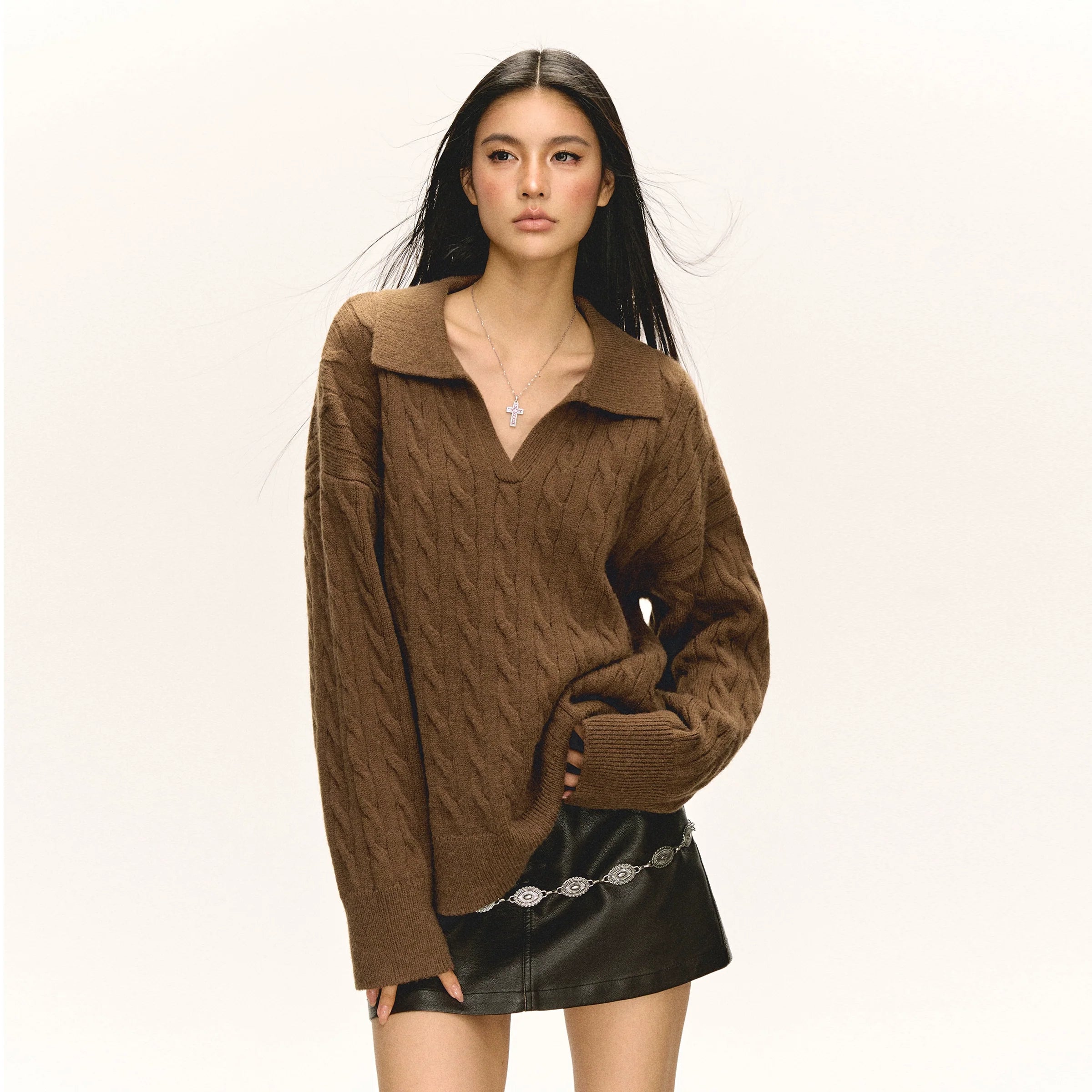 Retro V-Neck Loose Sweater