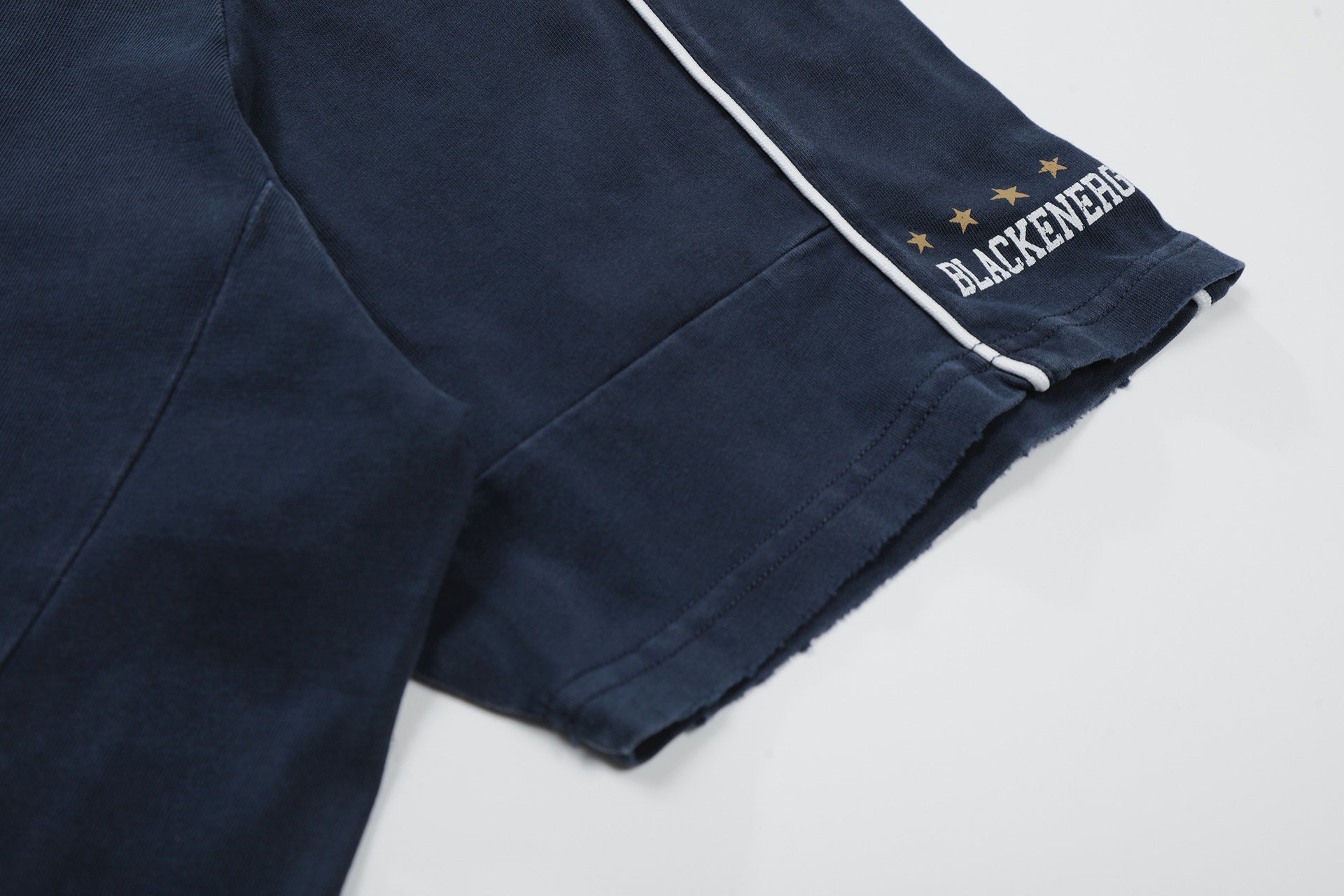Letter Embroidery Piping Short Sleeve T-Shirt
