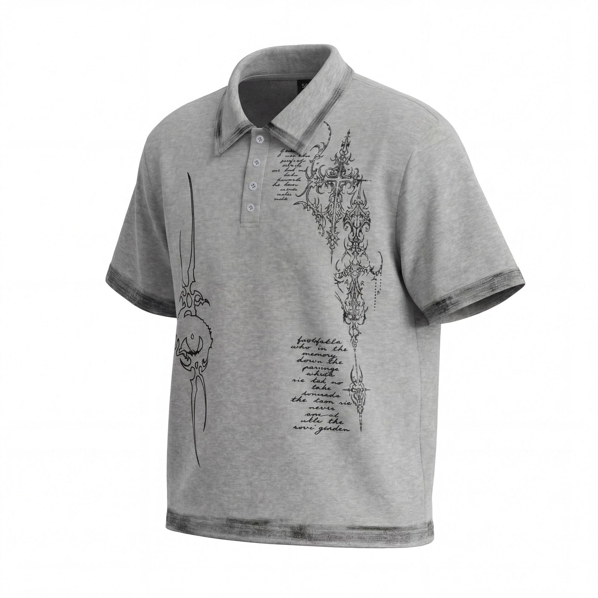 Thorn Graphic Washed Short Sleeve Polo Shirt