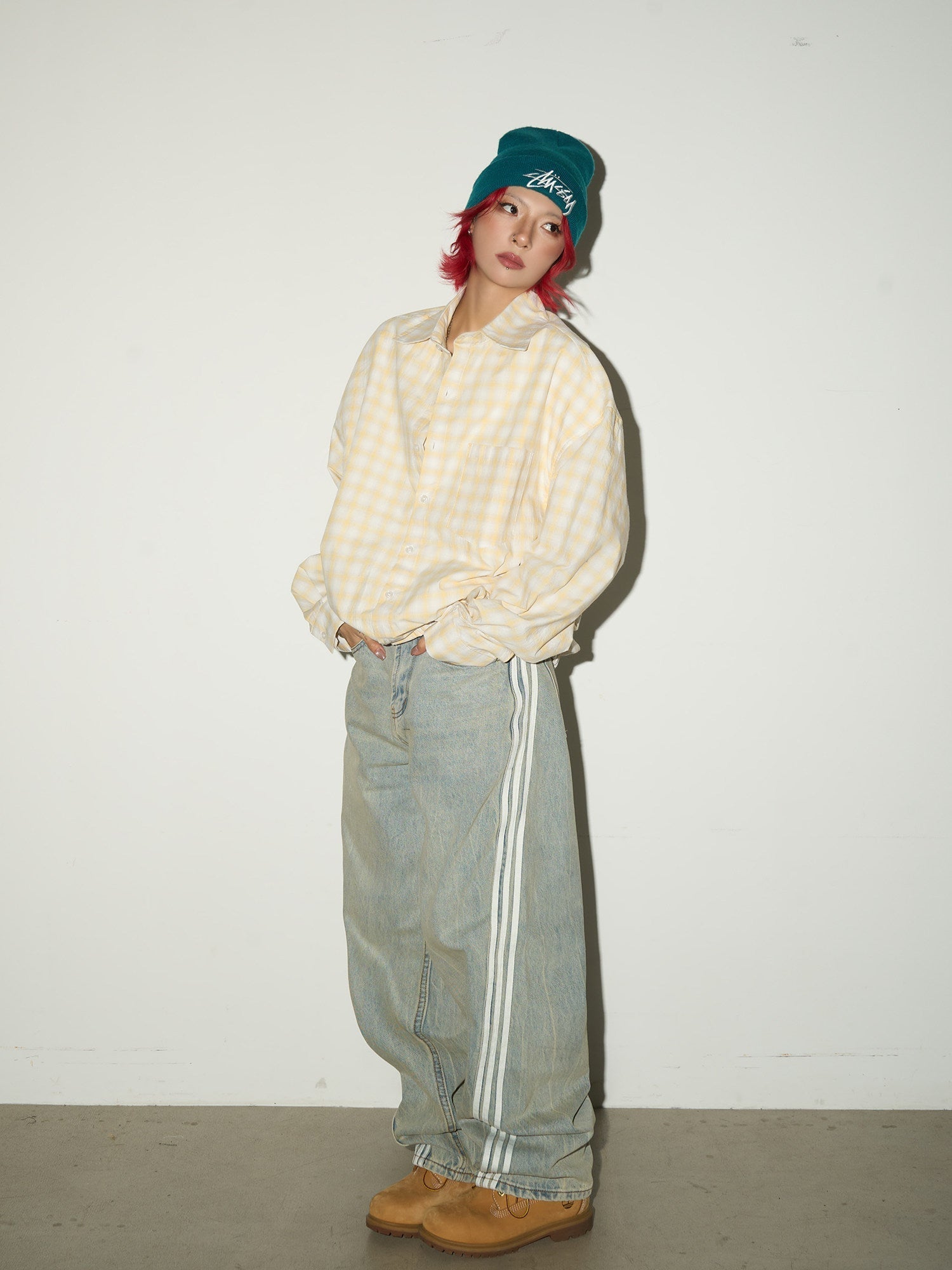 Three-Stripe Damage Denim Jeans