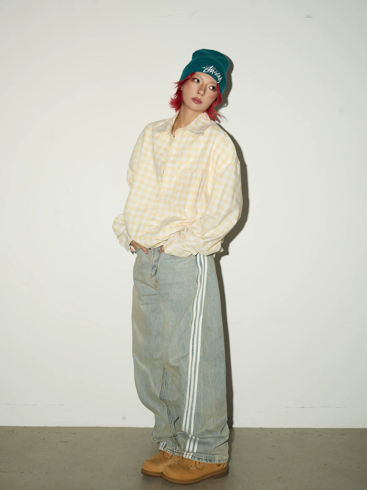Three-Stripe Damage Denim Jeans