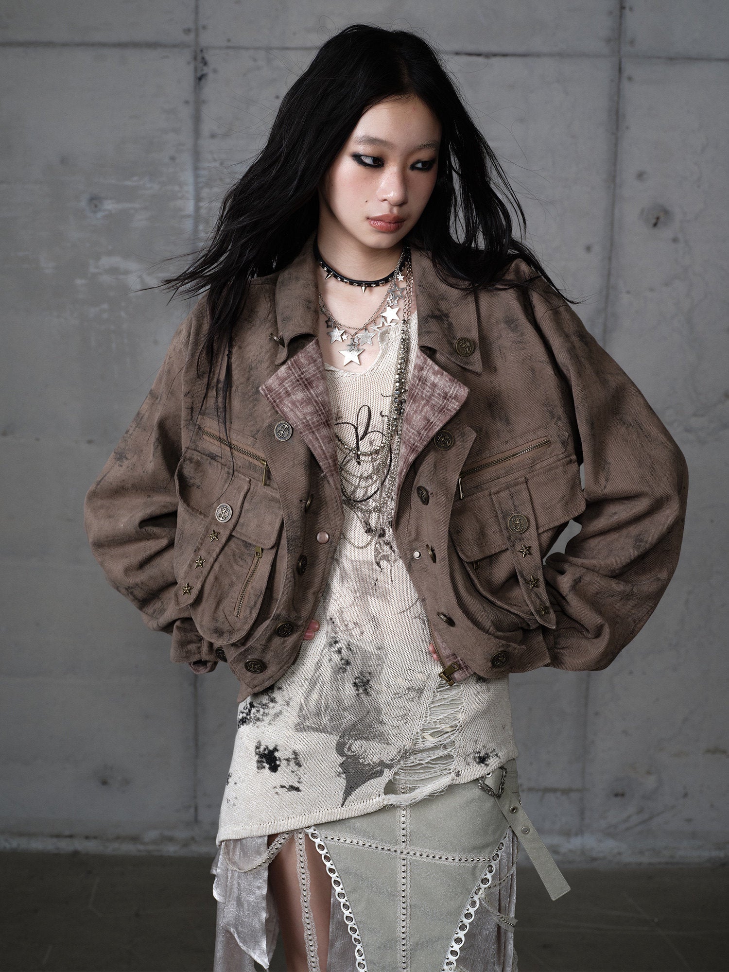 Patchwork Plaid Punk Work Jacket