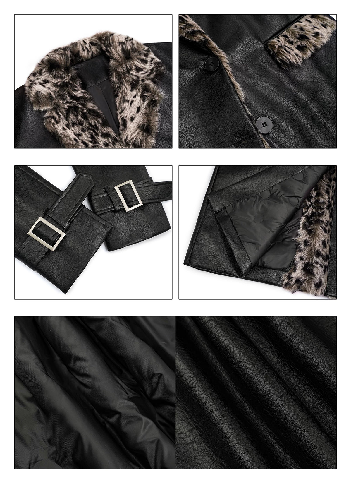 Leopard Print Fake Fur Collar Oversize Coat