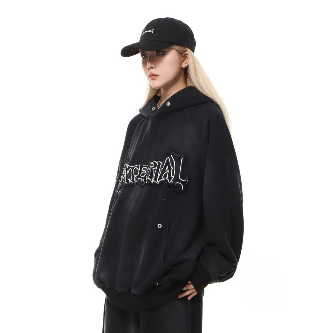 Heavyweight Washed Patch Embroidery Pullover Hoodie