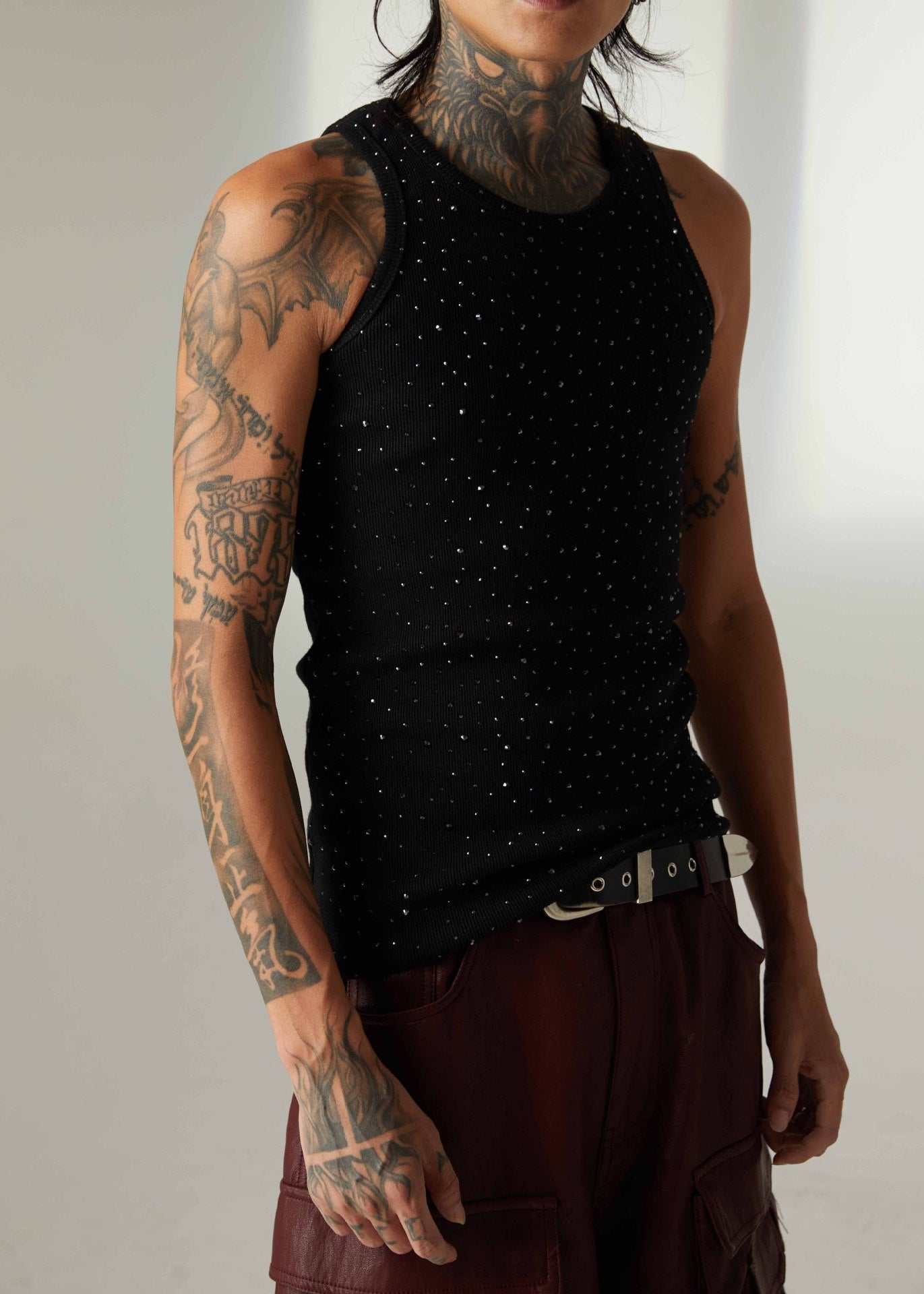 Studs Rhinestone Tank Top