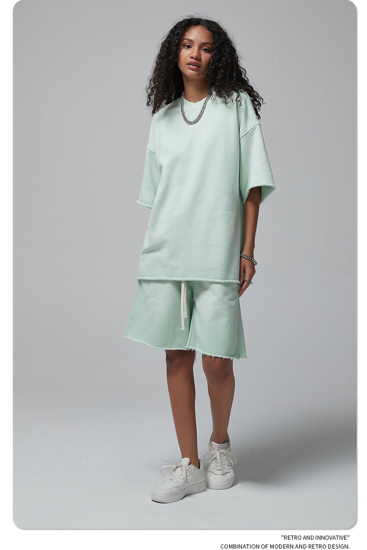 Oversize Spray-dyed Short-sleeve T-shirt & Spray-dyed Short Sweatpants Setup