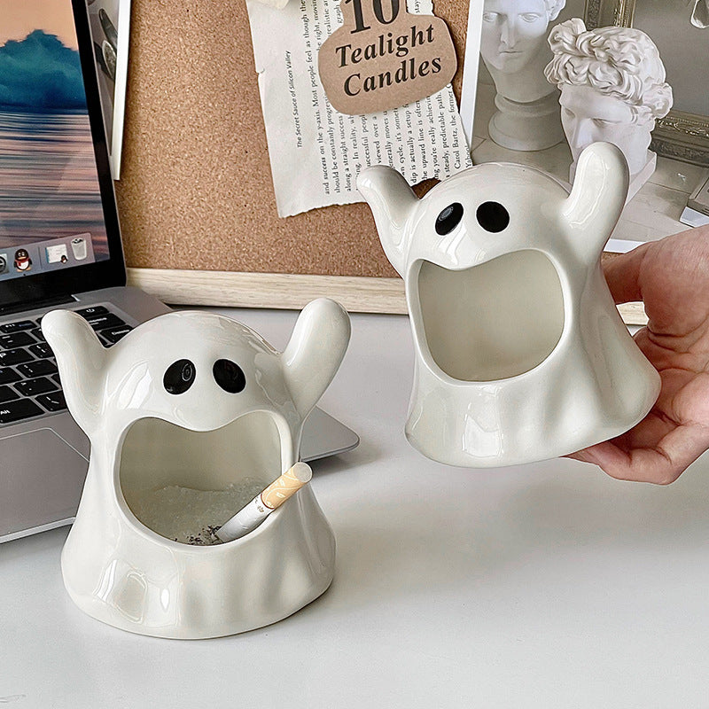 Ceramic Ghost Ashtray – Cute Spooky Halloween Home Decor