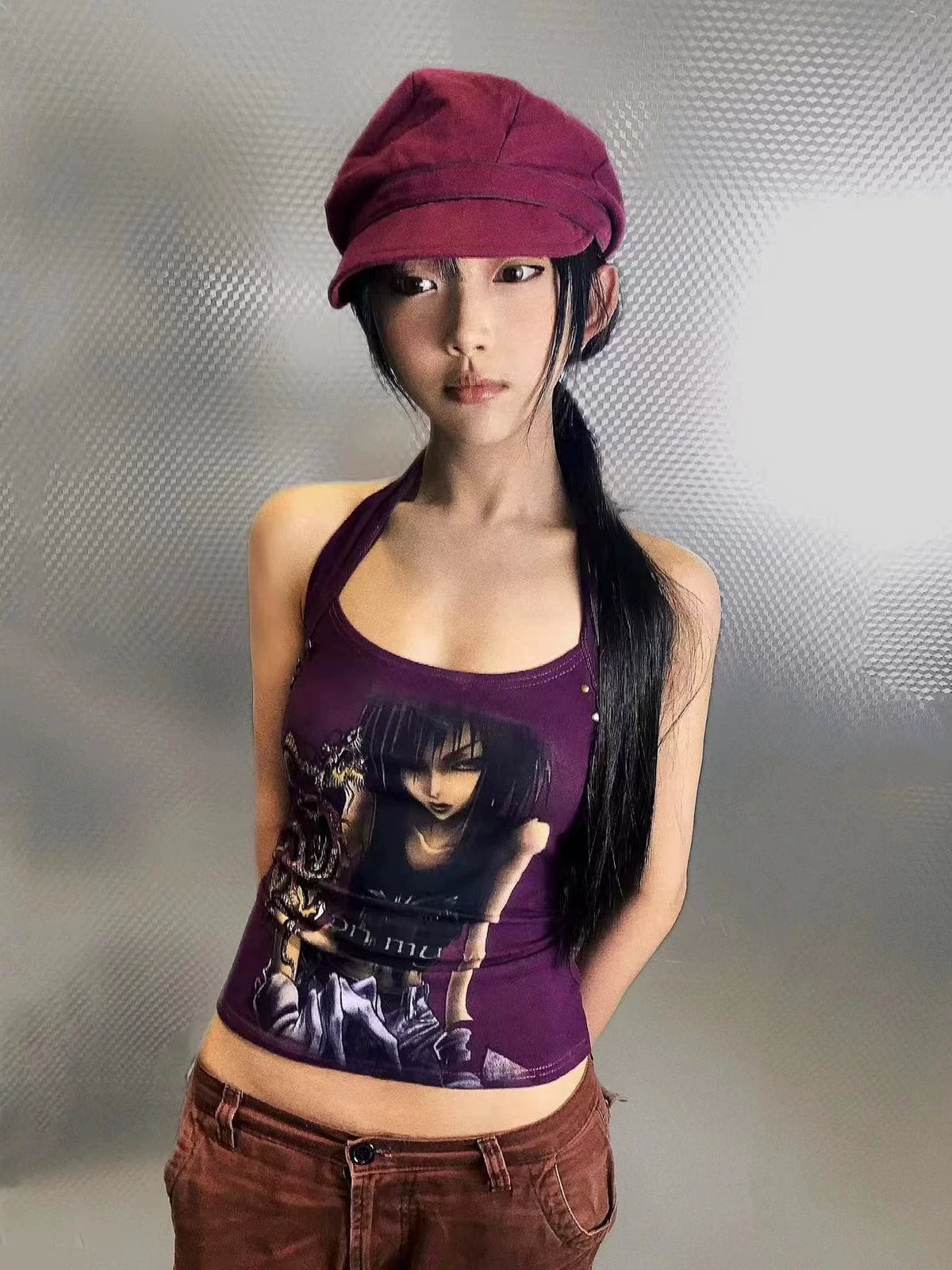 Studs Halter Neck Tank Top