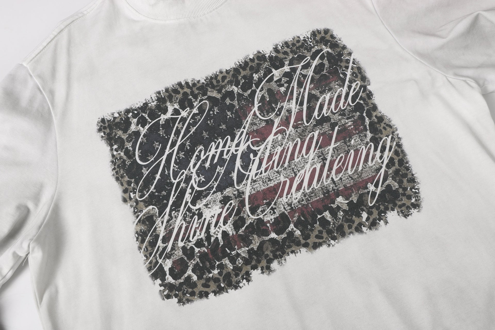 Fake Layered Camo Letter Print Washed Long Sleeve T-Shirt