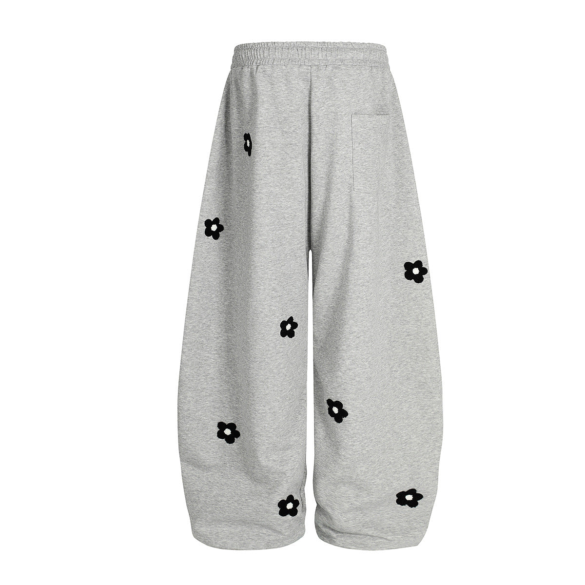 Flower Print Drawstring Wide Leg Sweatpants