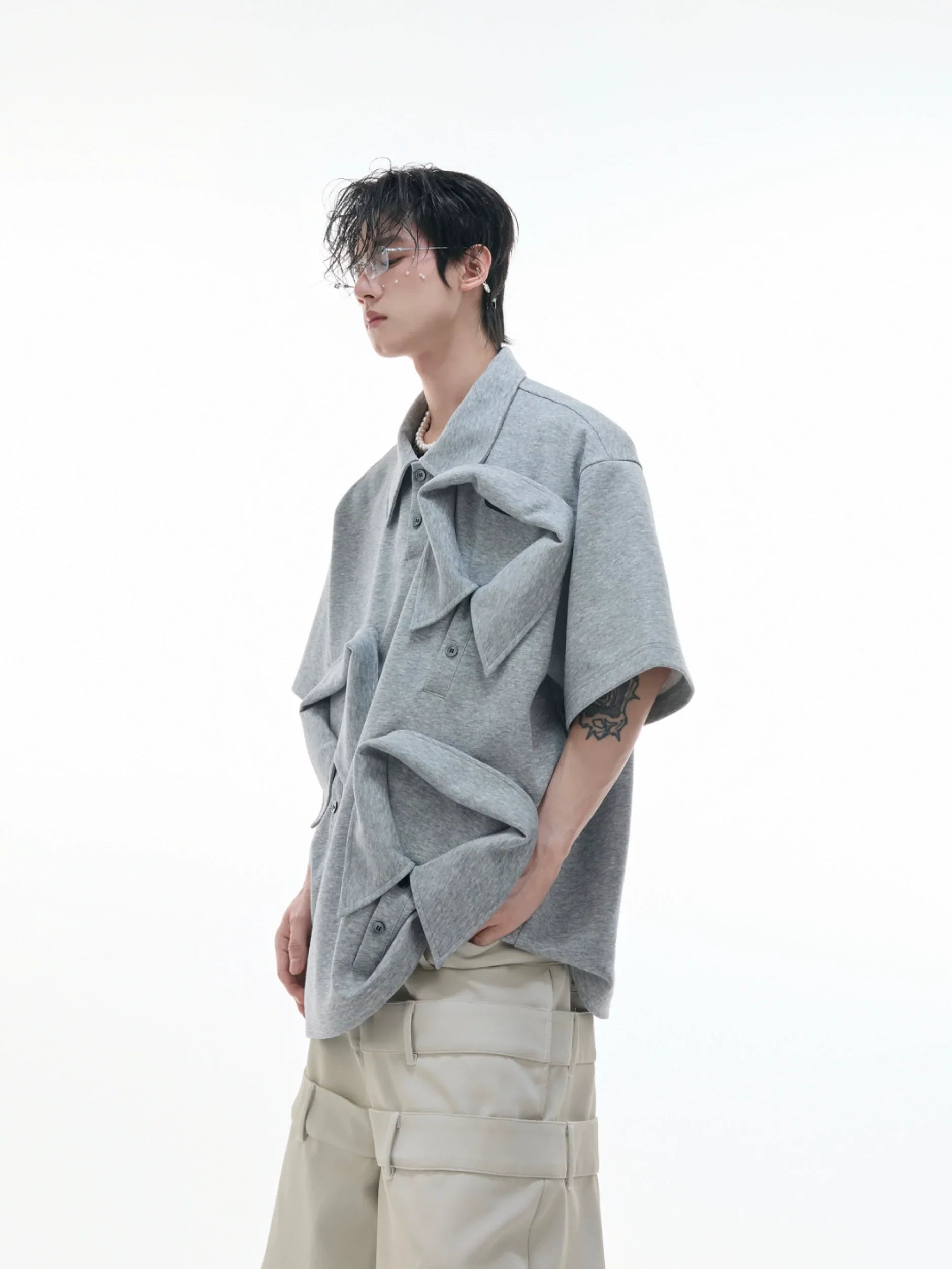 Multi-Collar Cotton Heavyweight Short Sleeve Polo Shirt