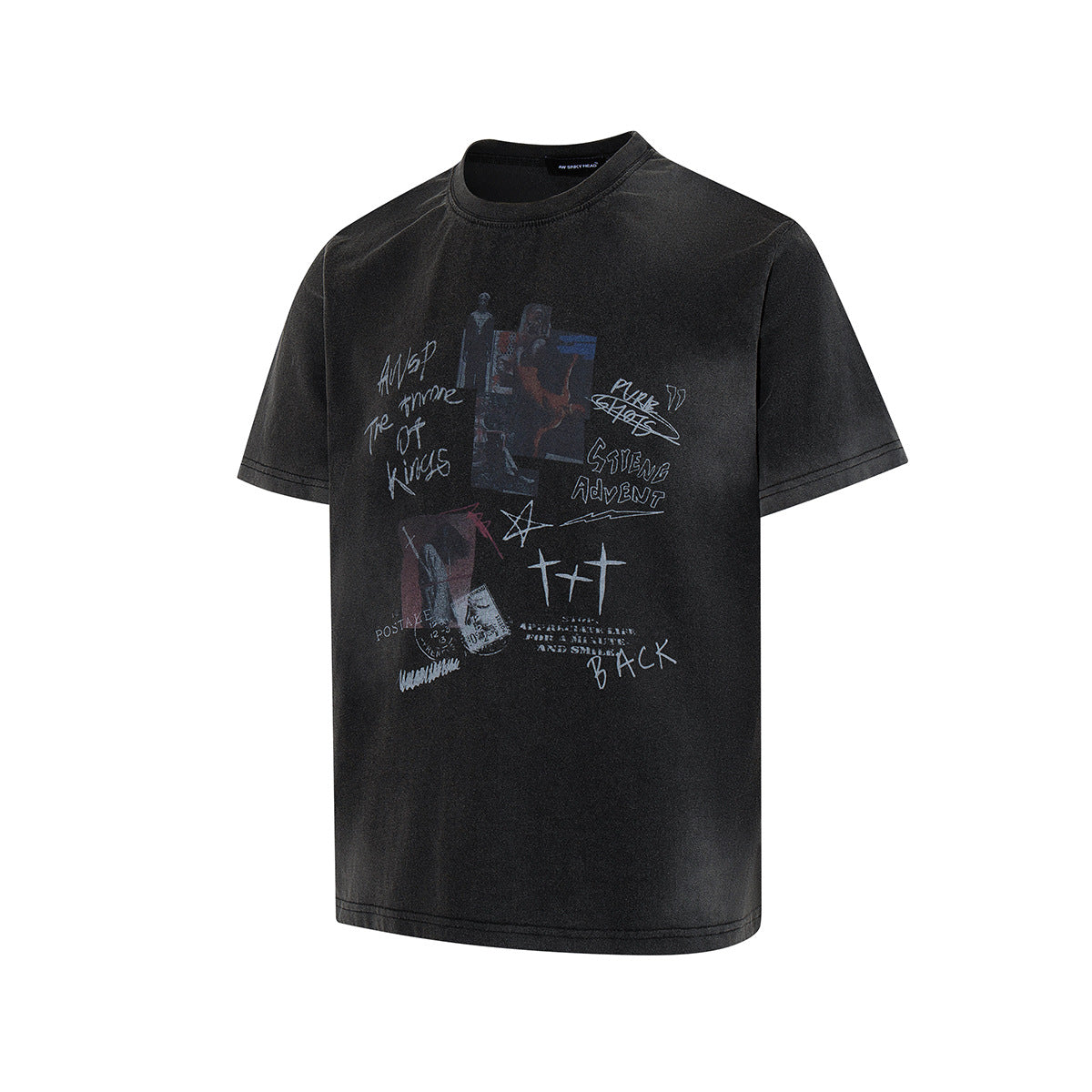 Washed Handwriting Print Short Sleeve T-Shirt