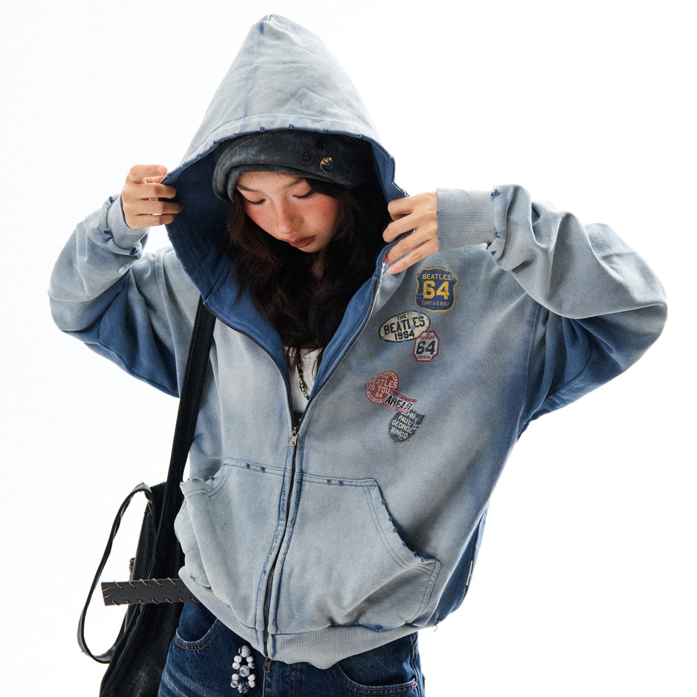 Washed Oversize Zip-Up Hoodie