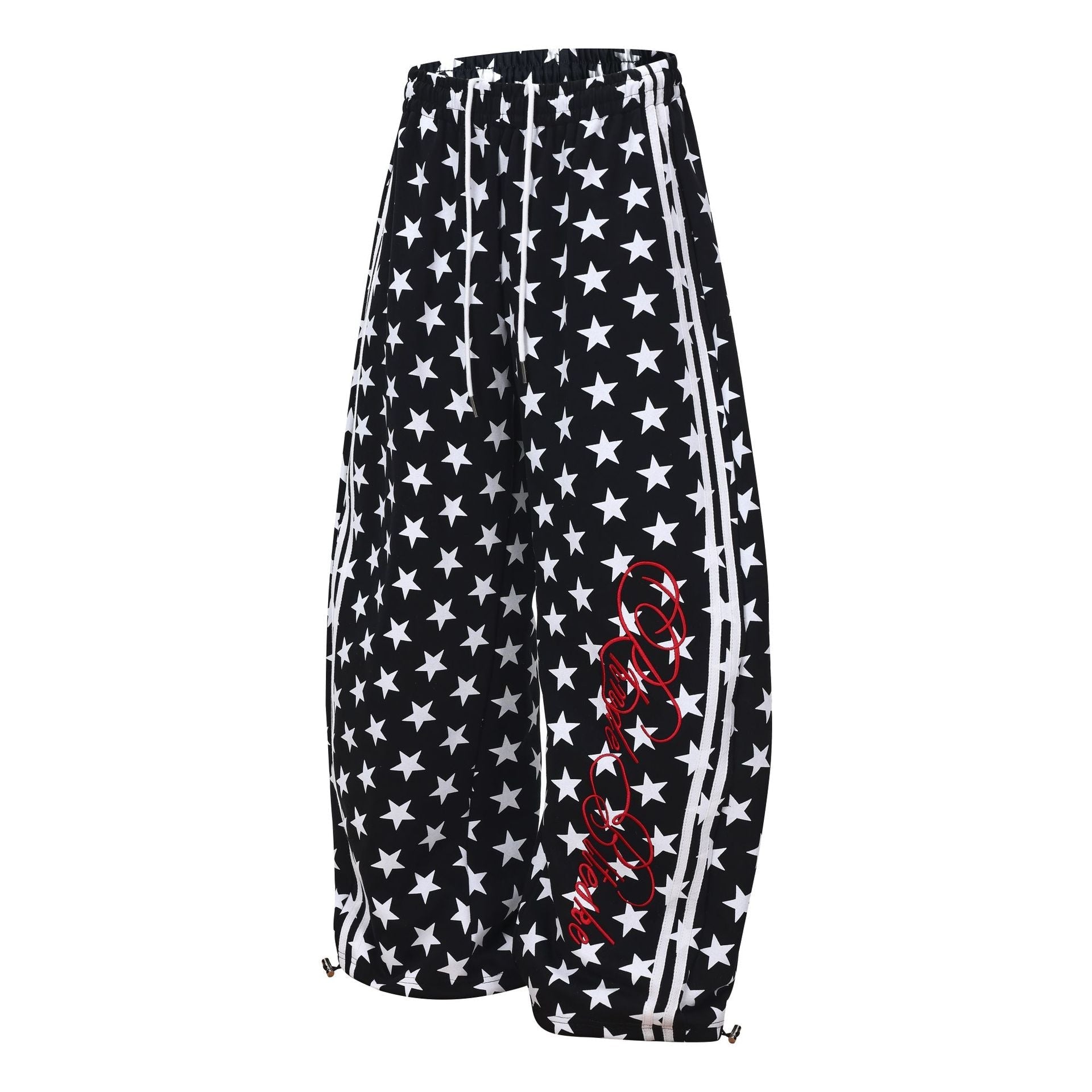 All-Over Print Deconstruction Wide Leg Curved Sweatpants