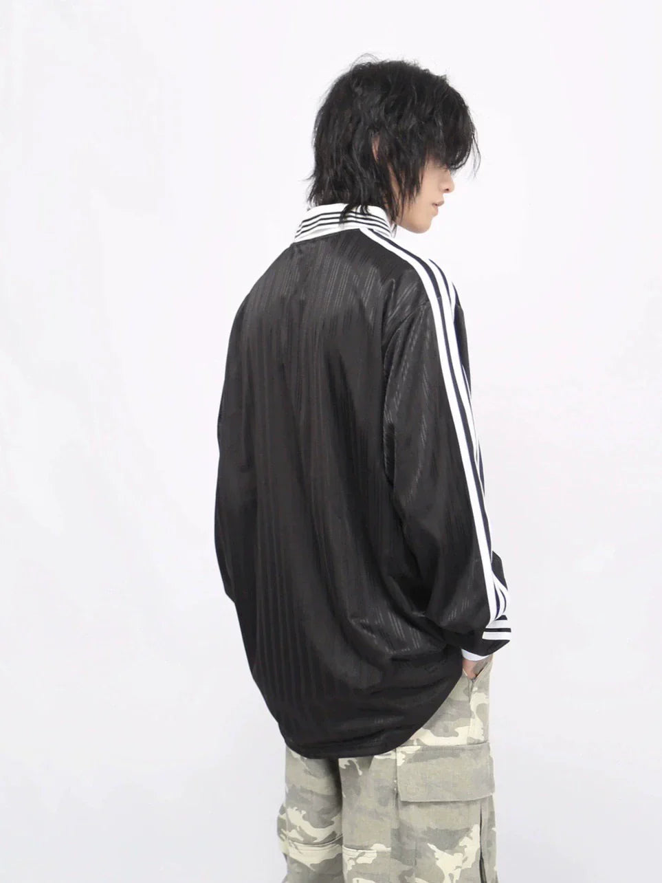 Oversize Sporty Long Sleeve Polo Shirt