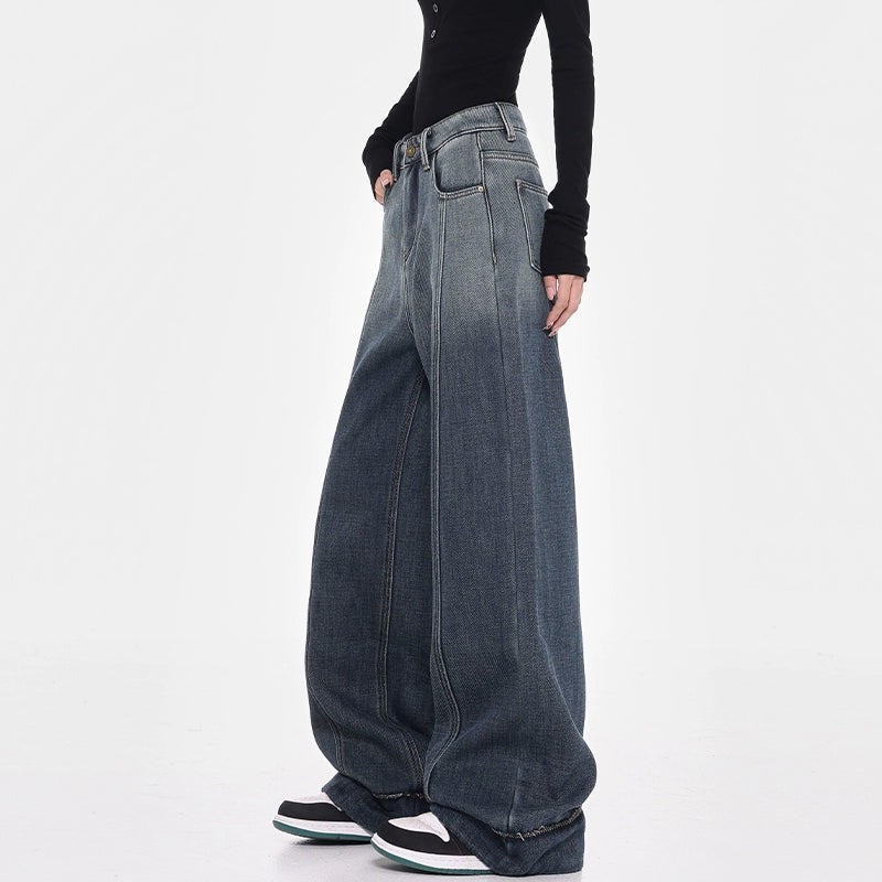 Jean large en polaire bleu