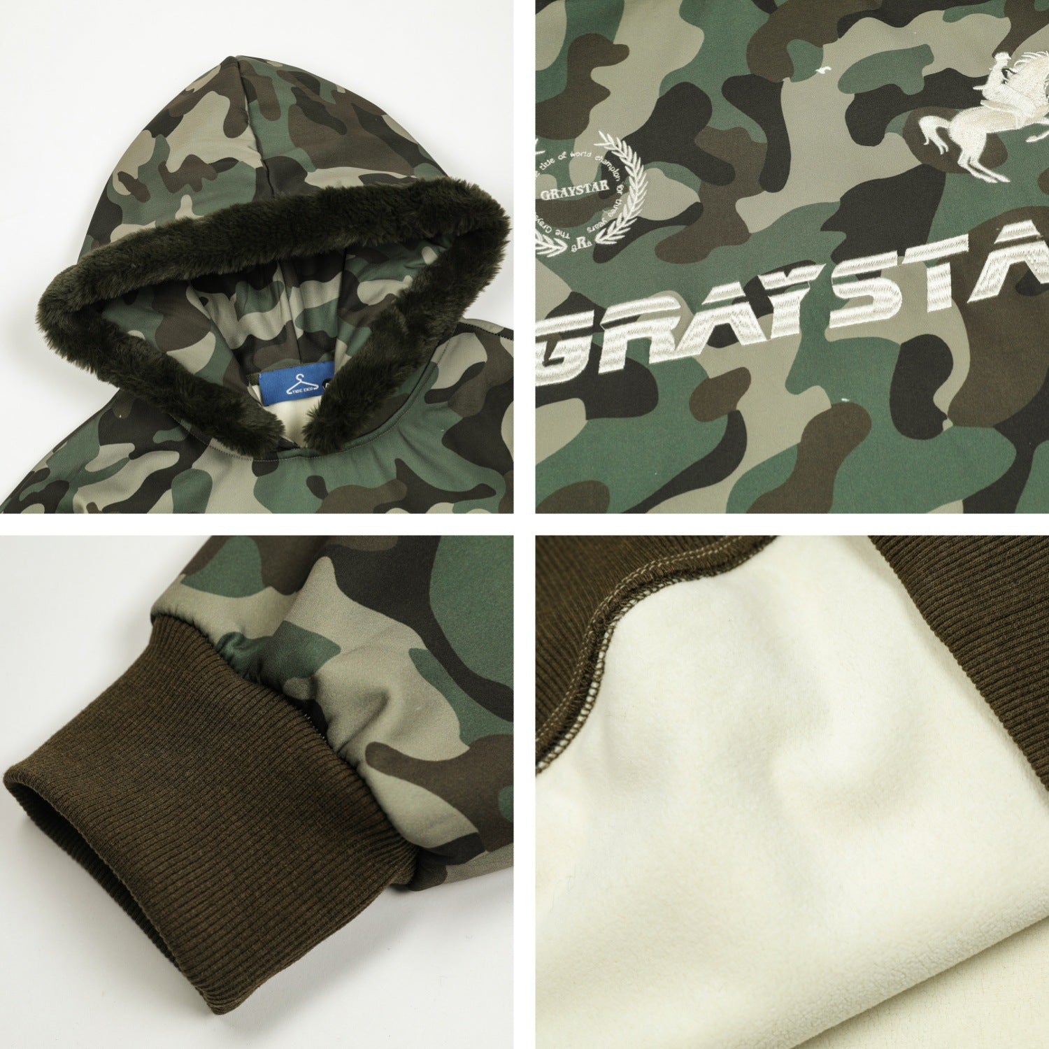 Camouflage Letter Embroidery Oversize Hoodie