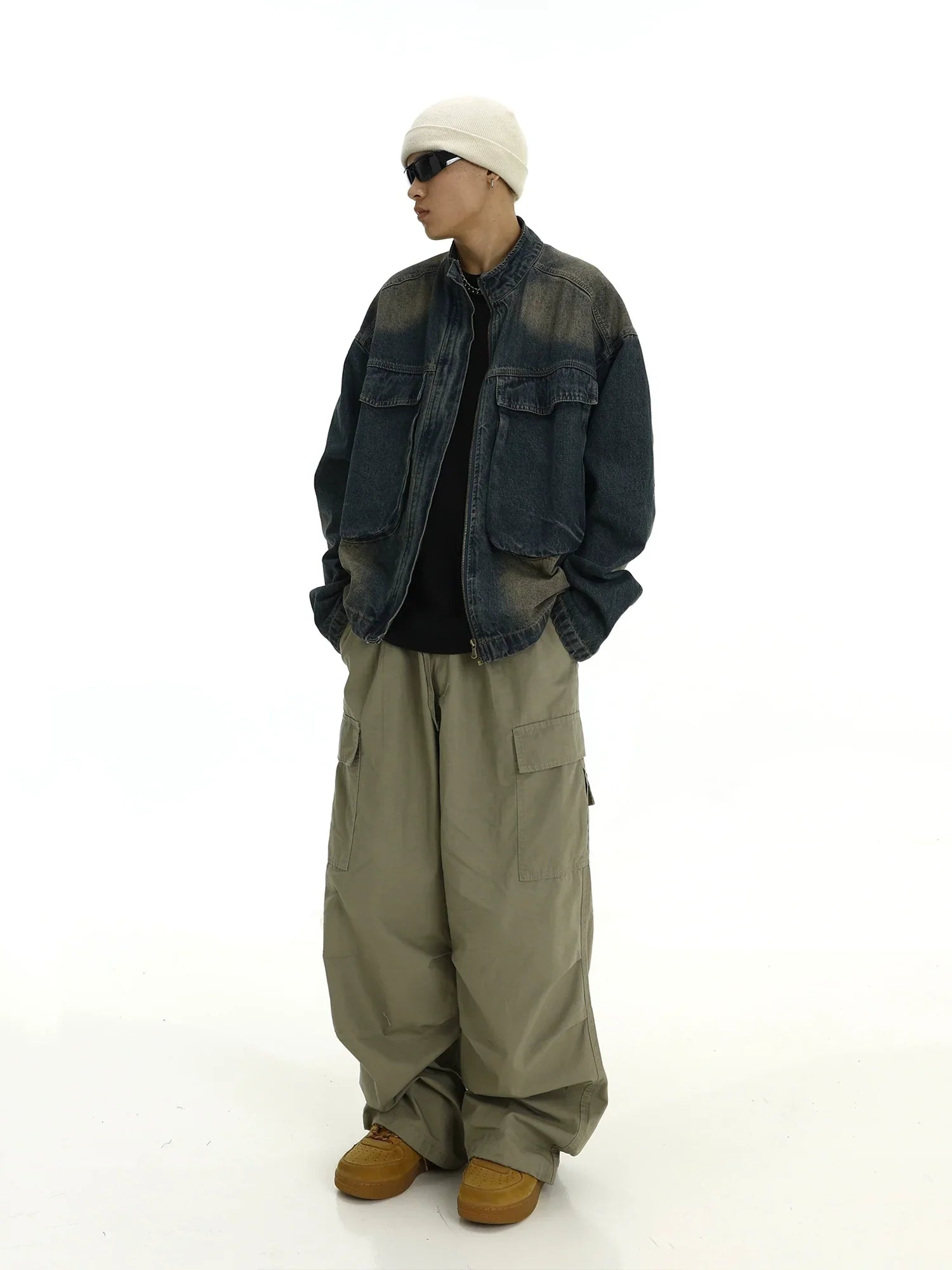 Wash Stand Neck Denim Jacket