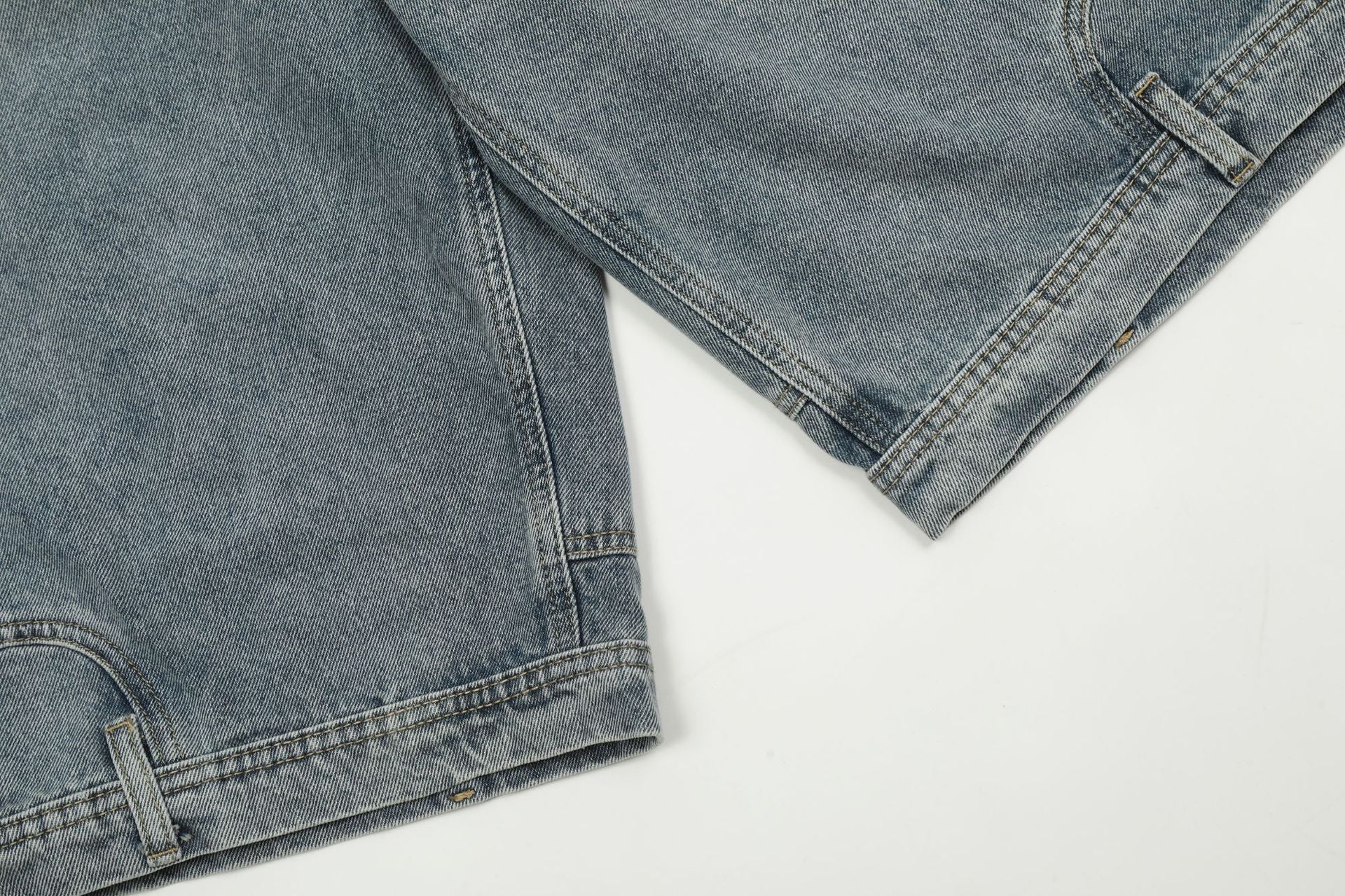 Washed Deconstruction Wide Leg Denim Jort