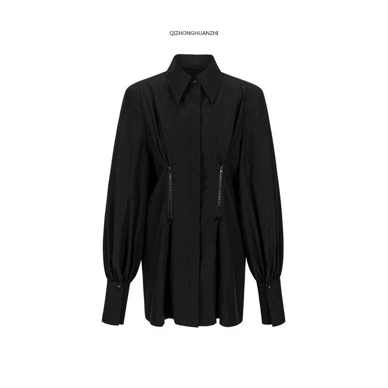 Chemise longue à taille cintrée et fermeture éclair