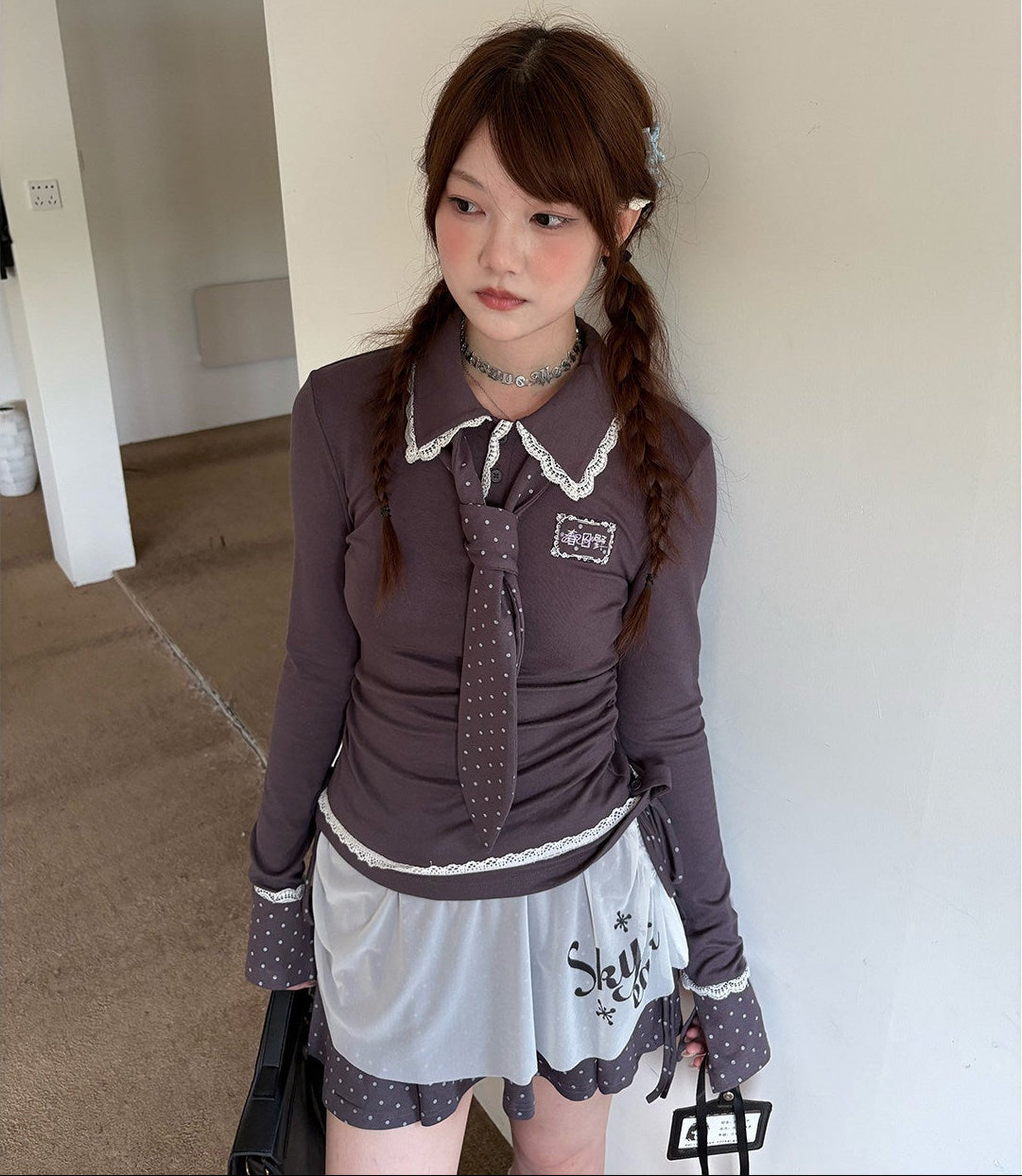 Lace Patchwork Splice Long Sleeve Shirt