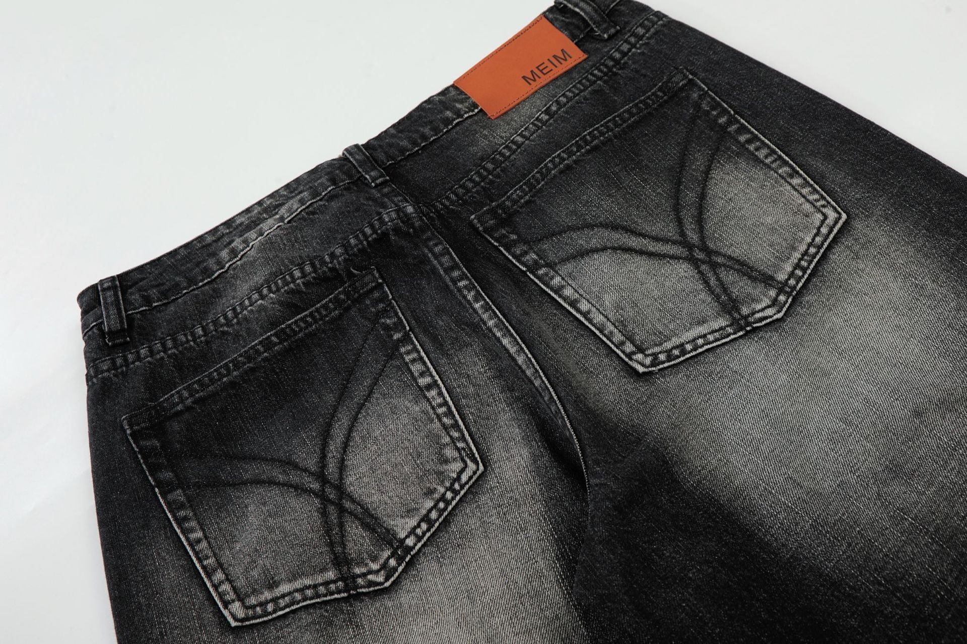 Wash Whisker Wide Leg Denim Jeans